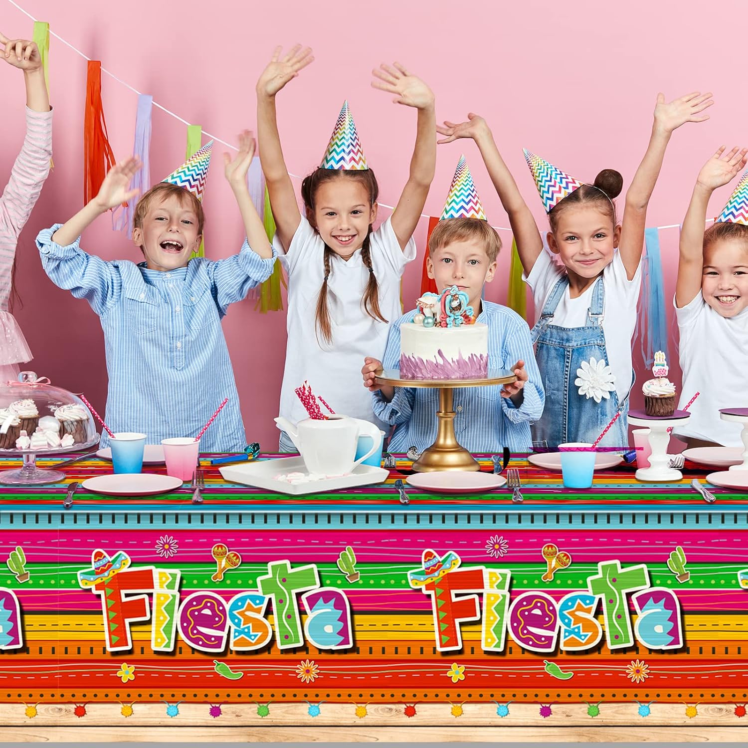 Jectivs 12 Pieces Mexican Fiesta Party Tablecloth Decorations,Plastic Cinco De Mayo Printed Table Cloth Table Cover for Fiesta Taco Night Birthday and Mexican Themed Party Supplies, 54 x 108 Inch