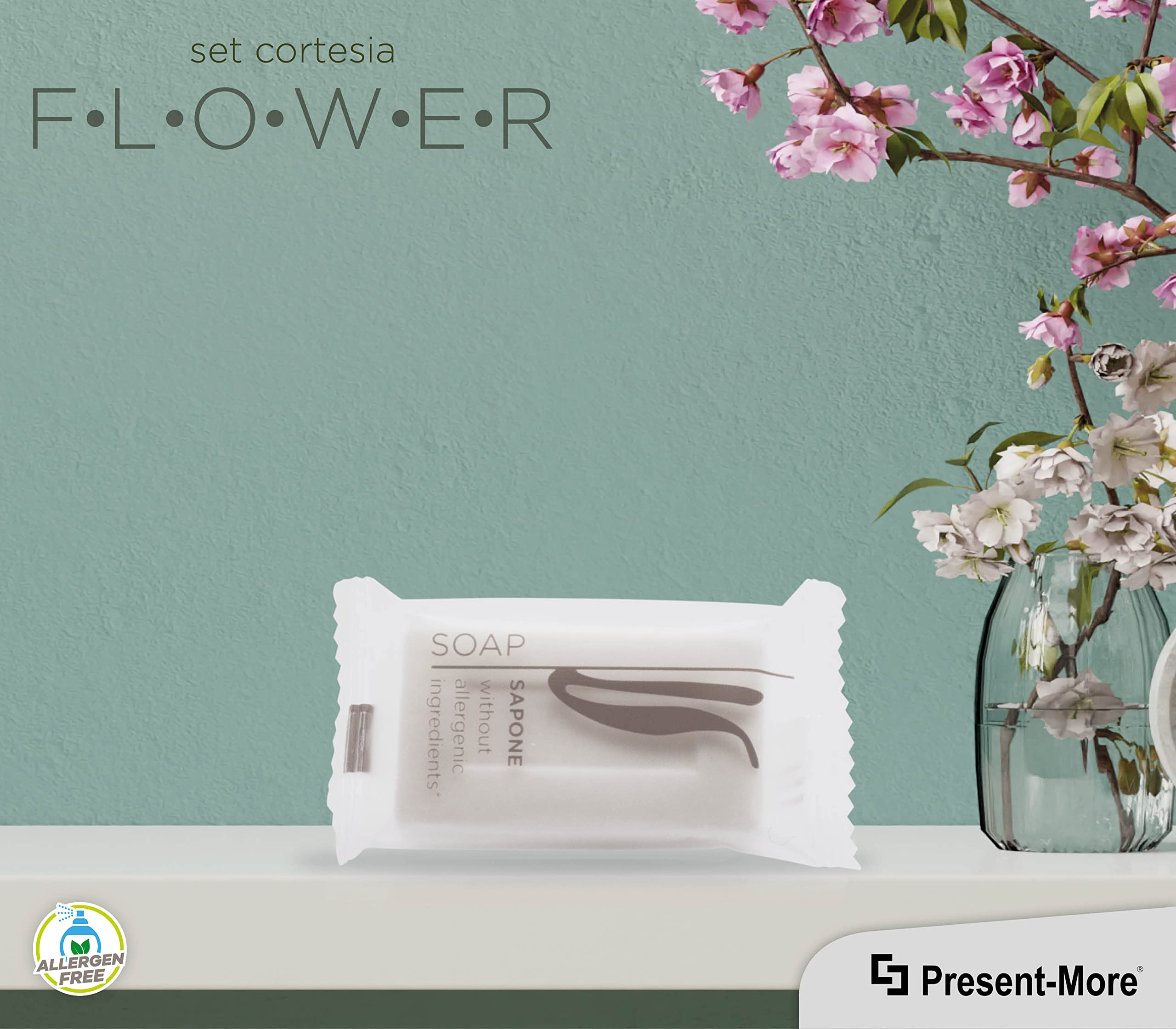 Saponette Hotel 15gr Flower 250 Pezzi Saponetta Mani Senza Allergeni Fragranza Tè Verde