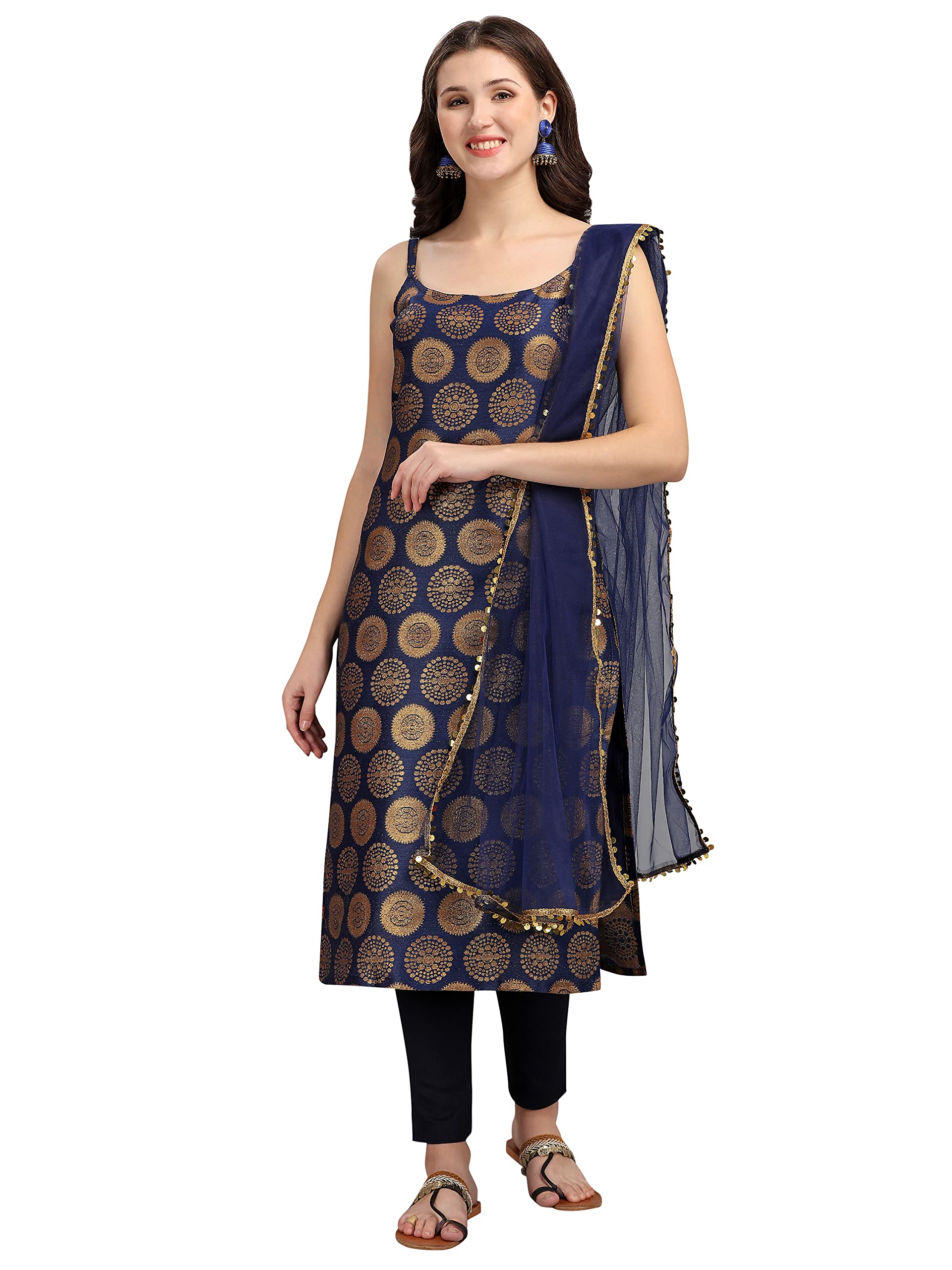 Sashay Boutique® Women's Silk Blend Woven Design Kurta with Pant and Dupatta Set