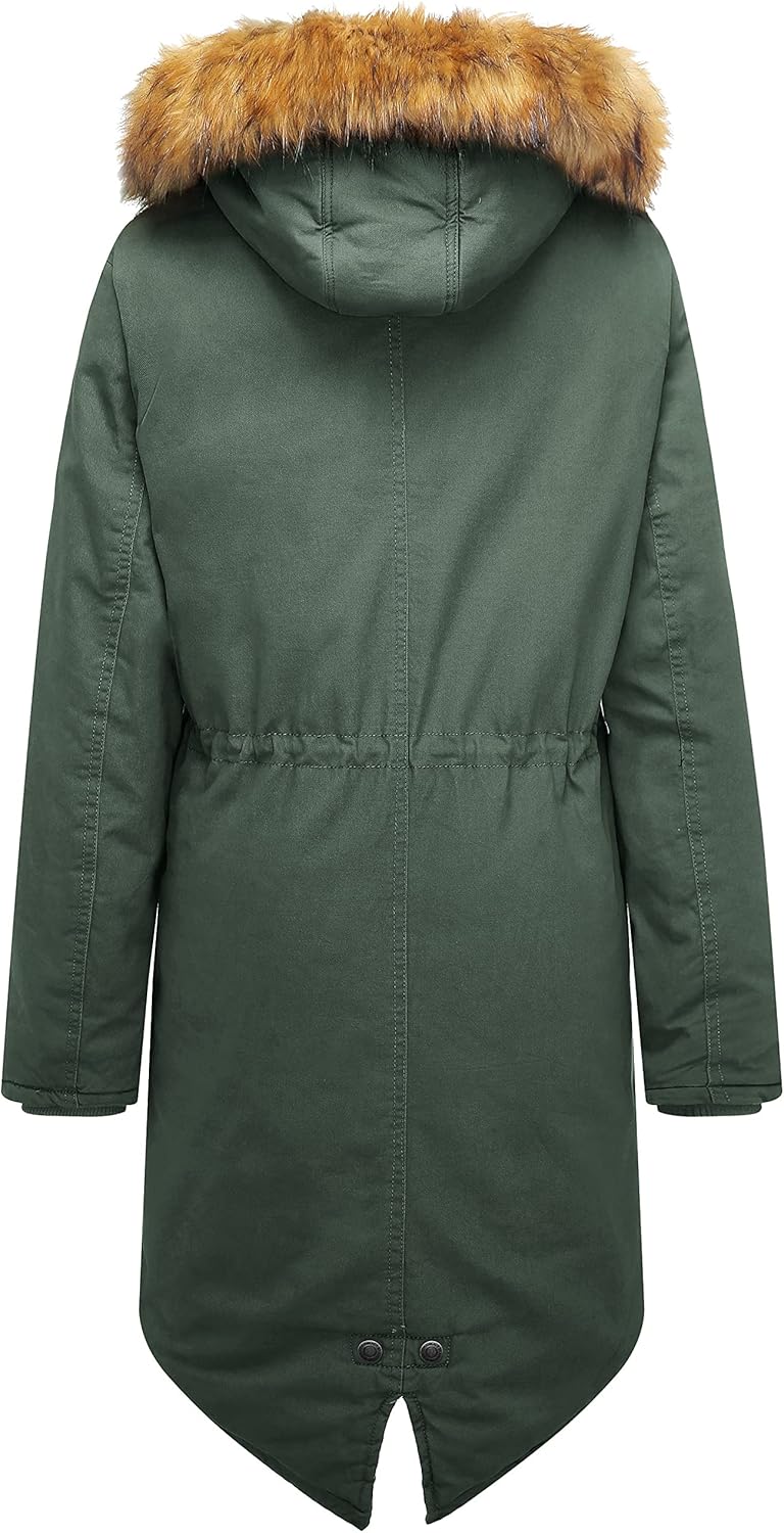 WenVen Women's Winter Long Hooded Sherpa Lined Parka Jacket Warm Coat - Image 4