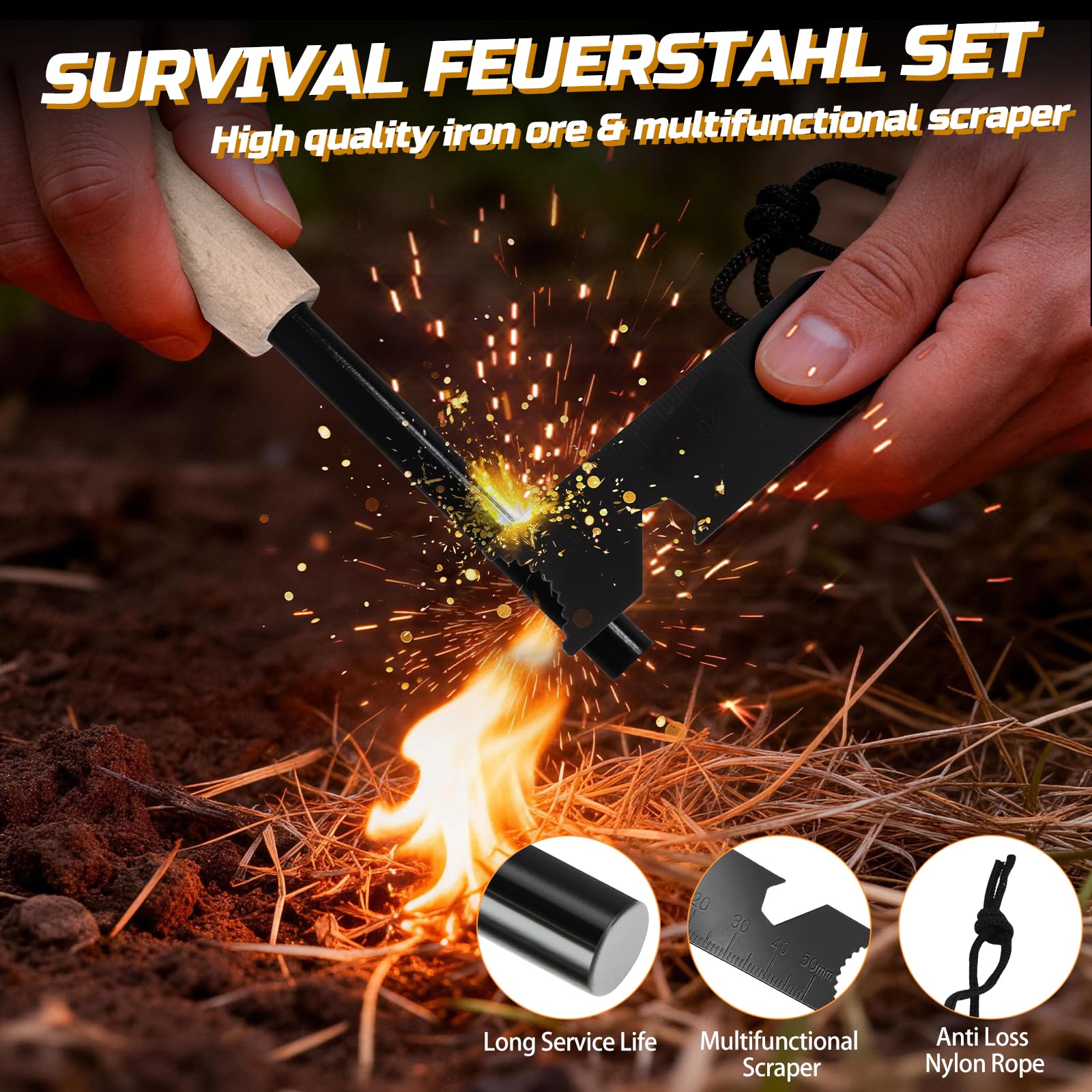 6 in 1 Kit de Supervivencia,Kit Supervivencia,Juego de Accesorios para Acampar,Set de Camping con Hachas de Supervivencia,Palas Plegables,Sierras Plegables,Regalos para Hombres,para Acampar,Aventura