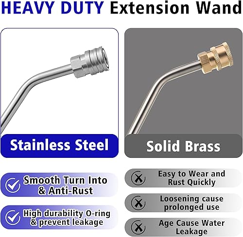 Miniatura 4 de Varita de lavado a presión, varilla de extensión curvada de alta presión de 45 grados con 5 boquillas de pulverización, accesorio de limpieza de