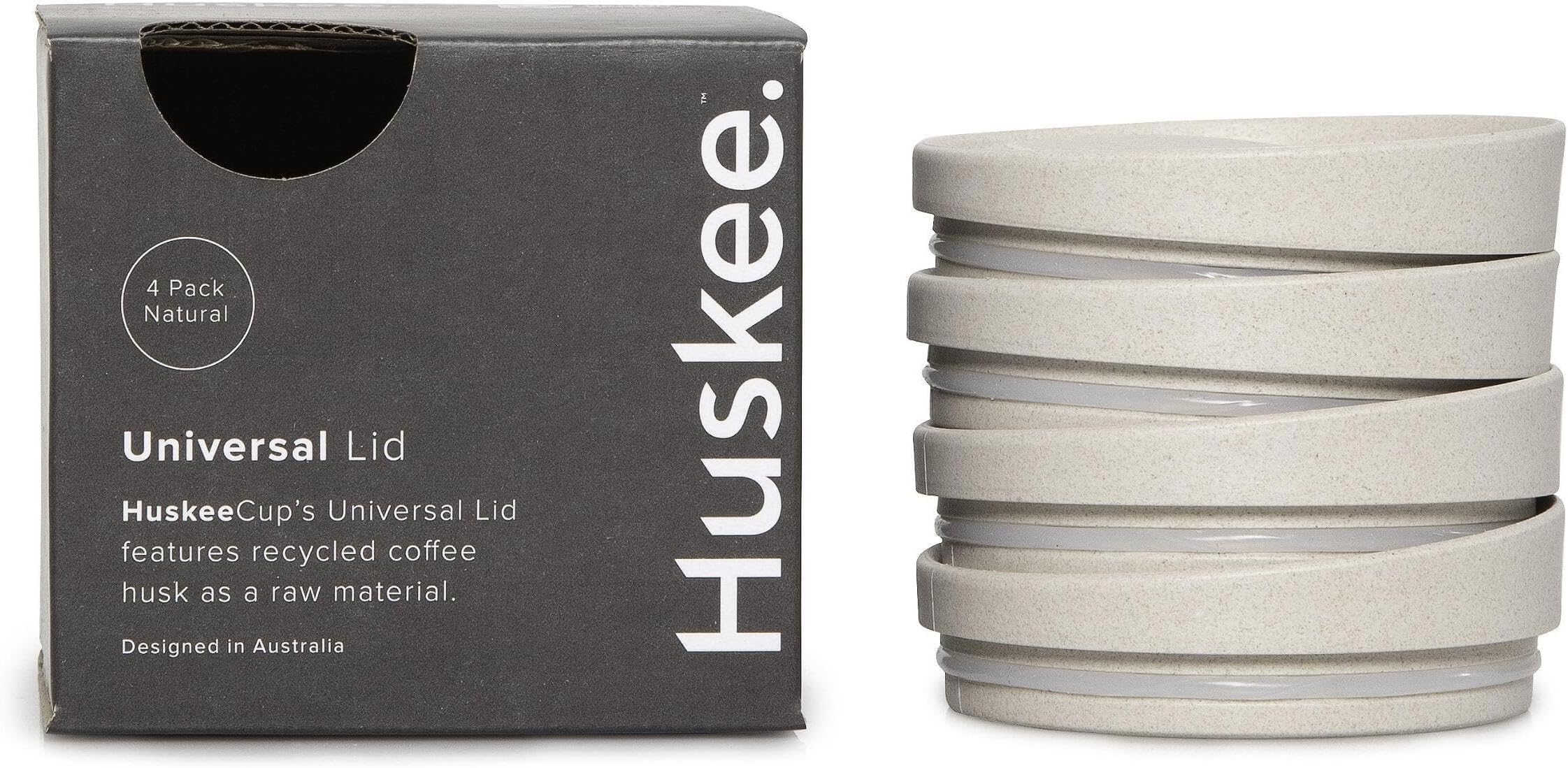 4 x Huskee Cup Universal Lids (Natural)