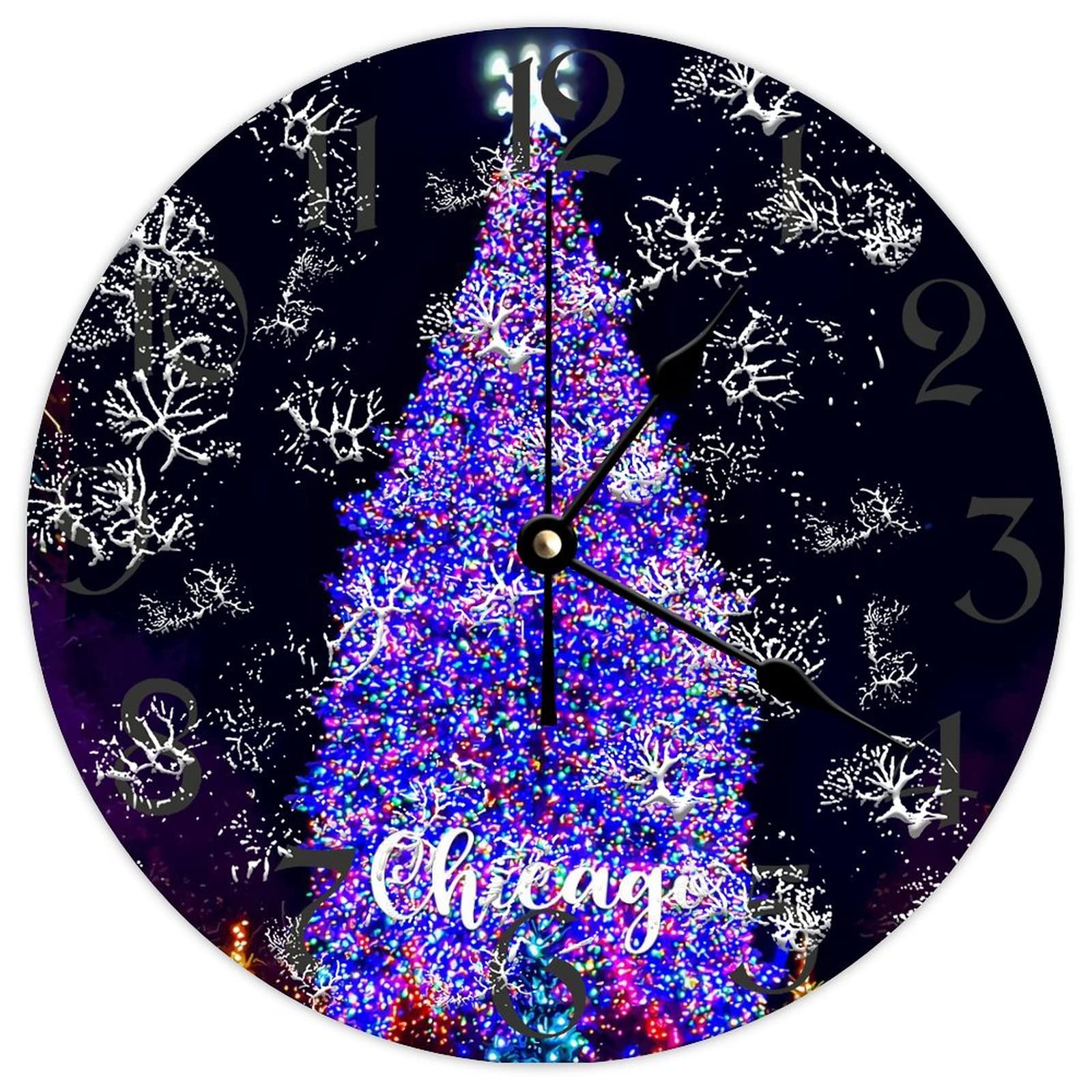 Horloge murale ronde Chicago City en bois : le cadeau rétro idéal pour une crémaillère
