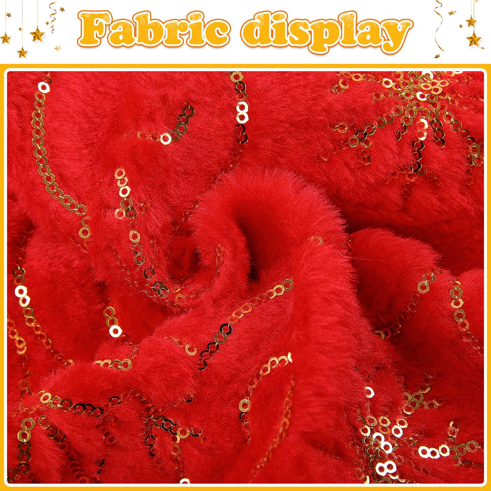 CITÉTOILE Falda de árbol de Navidad de Piel Sintética con Dorado Lentejuelas de Copo de Nieve, Falda Redonda árbol Navidad, Alfombra para Decoración Navideña, Rojo, S