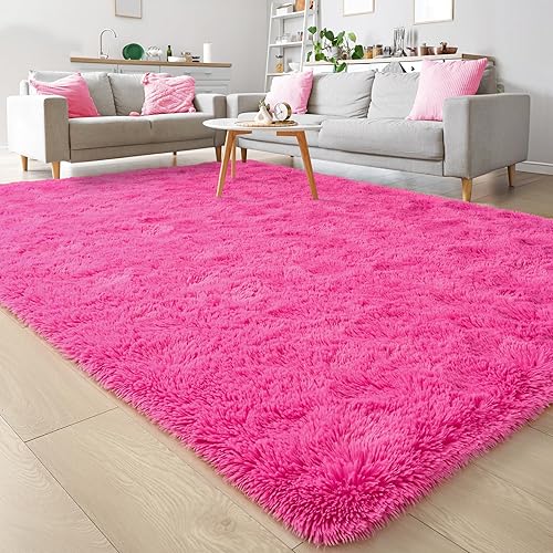 Keeko Alfombra de área esponjosa de 4 x 5.3 pies, bonita alfombra de pelo largo para dormitorio, alfombras de pelo alto para sala de estar,