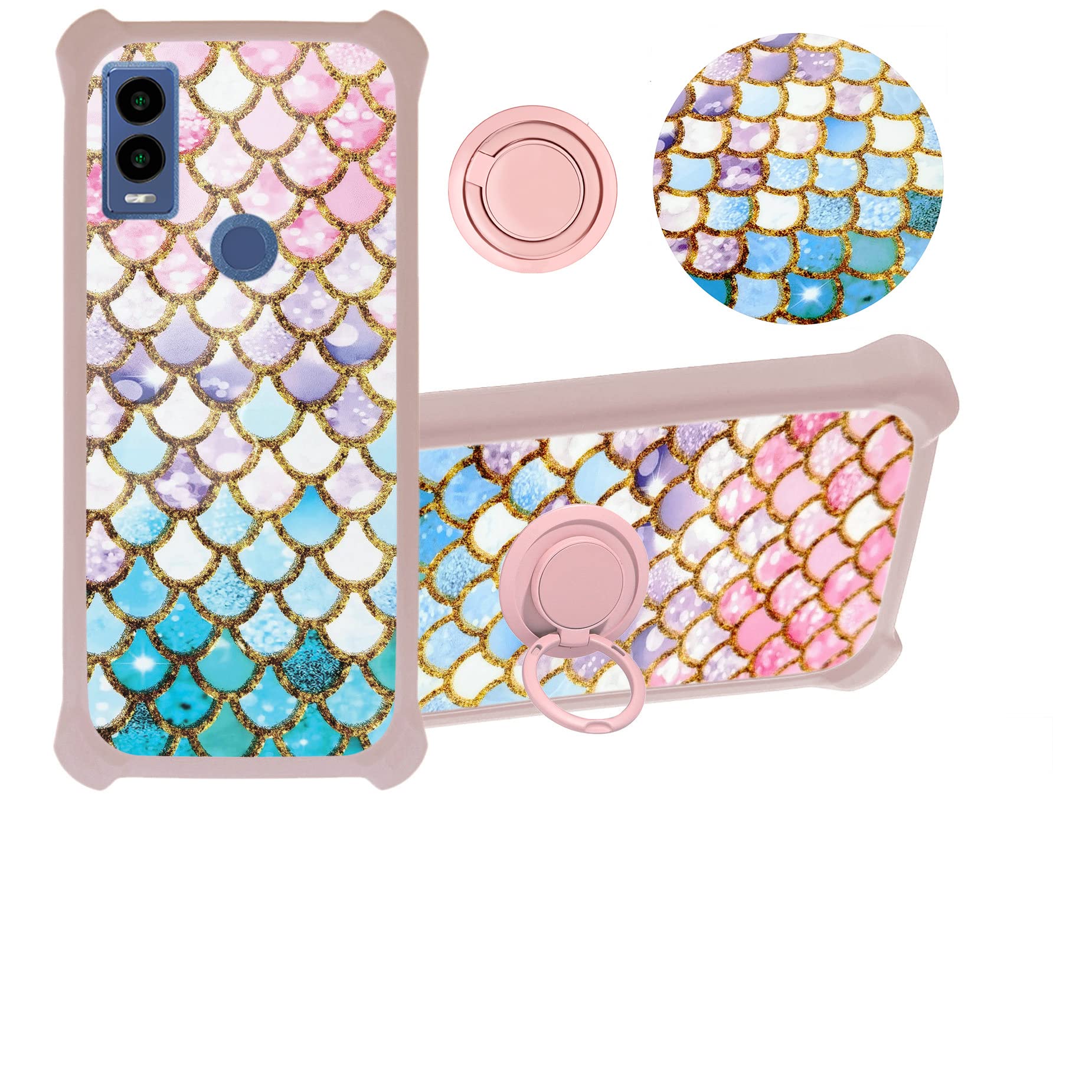 Cricket Innovate E 5G Case Compatible with Cricket Innovate E 5G Phone Case Cover [Hard PC + Soft Silicone] [360 Magnetic Ring Support][Luminous Effect] JSF-YL