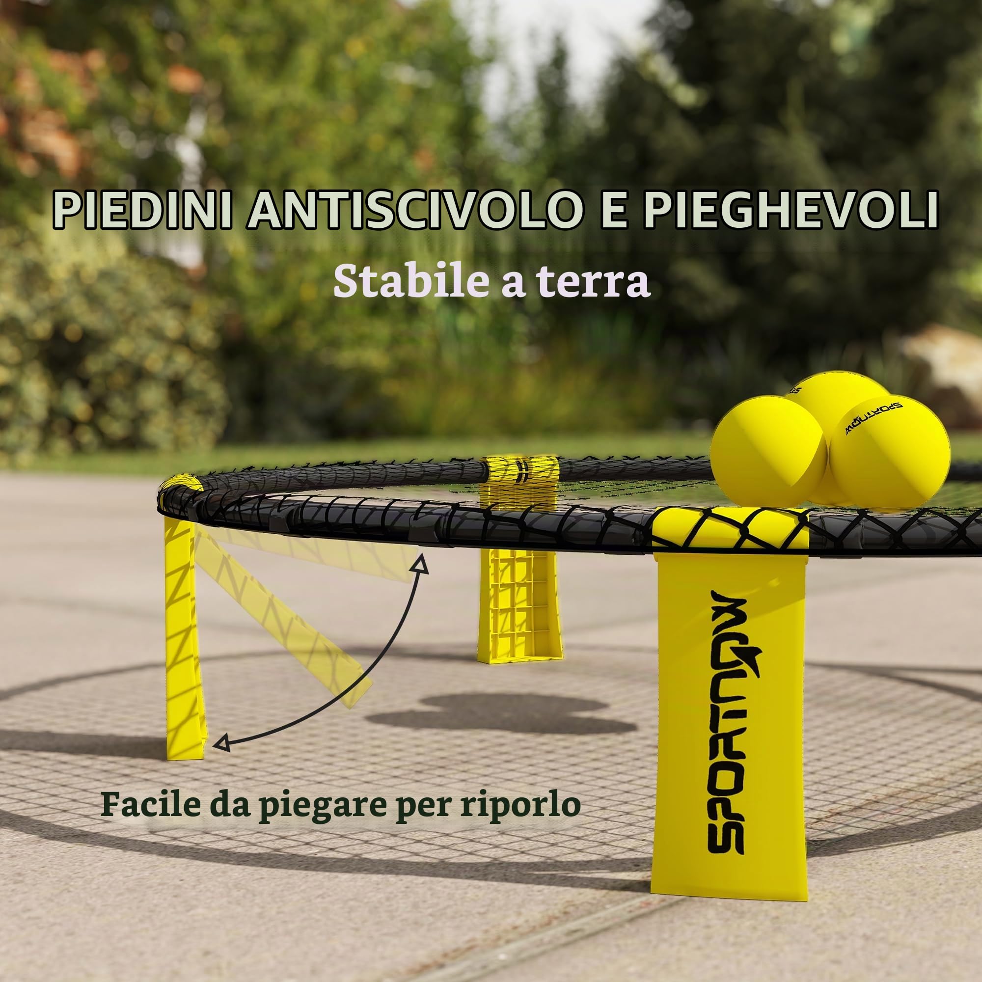 SPORTNOW Set gioco Spike, mini beach set con rete, 3 palline, Giallo