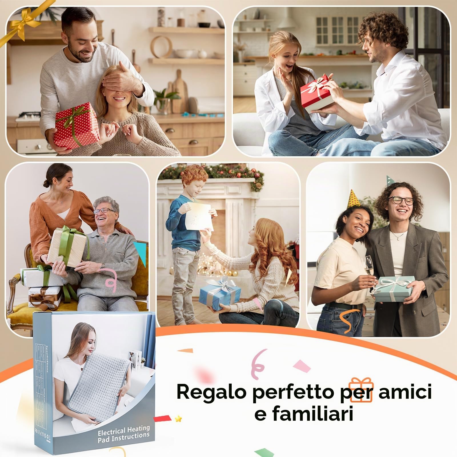 Cuscino riscaldante elettrico 43 X 84 cm con spegnimento automatico e 9 impostazioni di temperatura, cuscino riscaldante per schiena, collo, spalle, stomaco