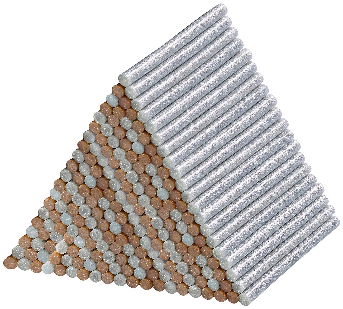 AGT barras para pistola caliente: Set de 4 50 barras de pegamento para pistolas de pegamento caliente, dorado y plateado, 11 x 200 mm