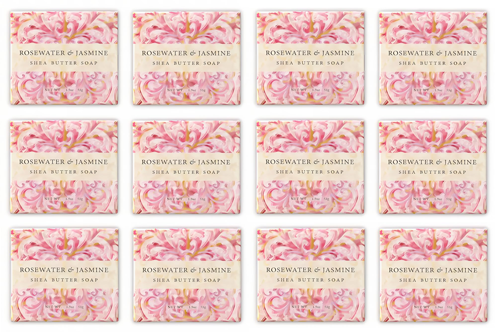 Greenwich Bay ROSEWATER JASMINE Scented Bar Soaps - 12 Pack of Mini 1.9 oz. Botanical Scented Bars - Perfect for Guest Bath, Airbnb, Salon, Spa, Hotel