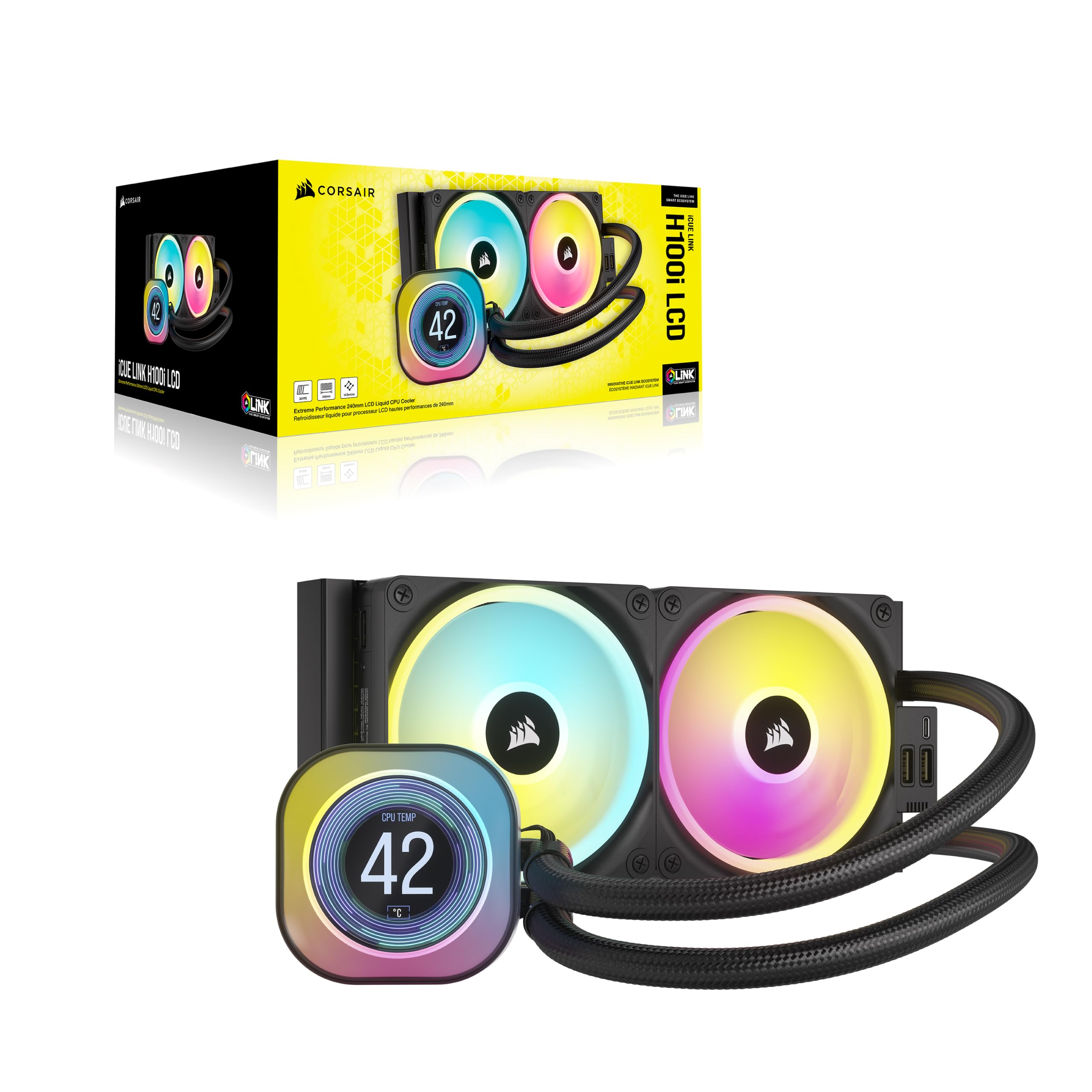 Corsair iCUE Link H100i LCD Kit de Refrigeración Líquida 240mm Negro