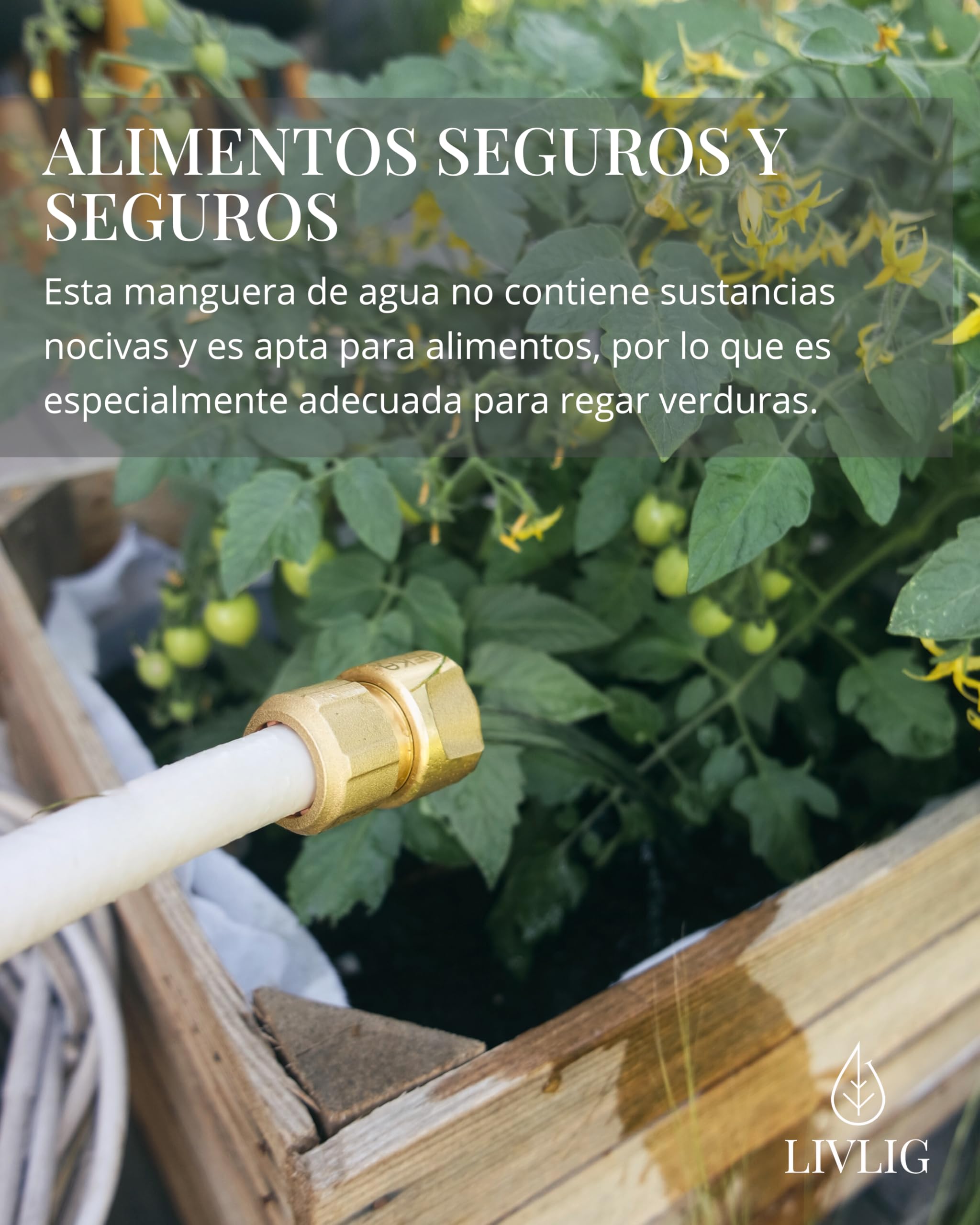 Livlig53 LIVLIG Manguera de Agua 10 m 1/2 Pulgada con racores, Manguera de Agua Dulce para Camping, Cocina Exterior o llenado de Piscinas, Manguera para Uso en el Sector del Agua Potable, Greige