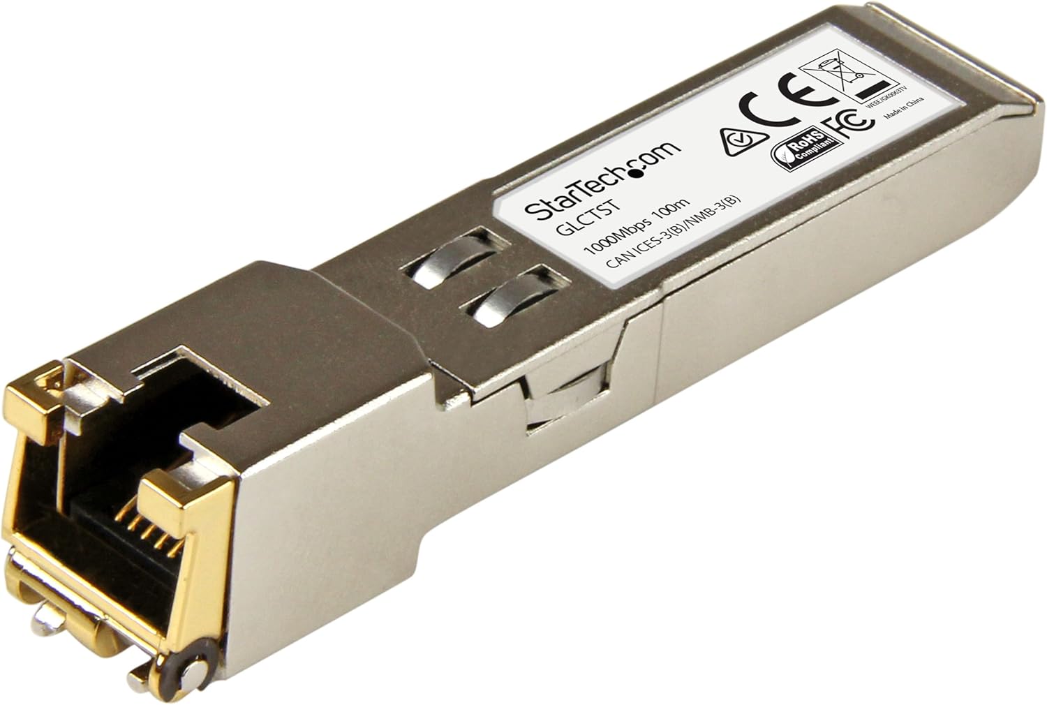 StarTech.com Cisco GLC-T Compatible SFP Module (10 Pack) - 1000BASE-T - SFP to RJ45 Cat6/Cat5e - 1GE Gigabit Ethernet SFP - RJ-45 100m - Cisco Firepower, ASR920, IE2000 (GLCT10PKST),Silver