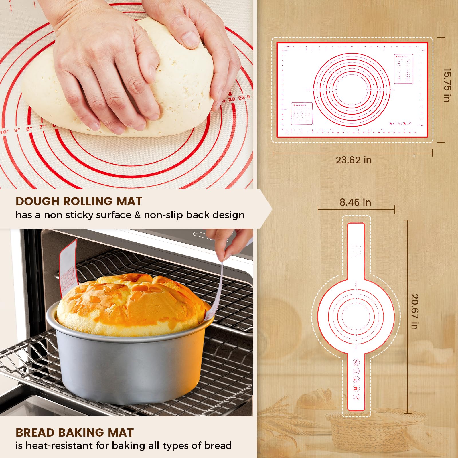 Banneton Brotgärkörbchen – Sauerteig-Starter-Set enthält 25,4 cm ovales Banneton Sauerteig-Gärkörbchen Set mit 2 Sauerteig-Brot-Backzubehör für die Herstellung von Backgärung