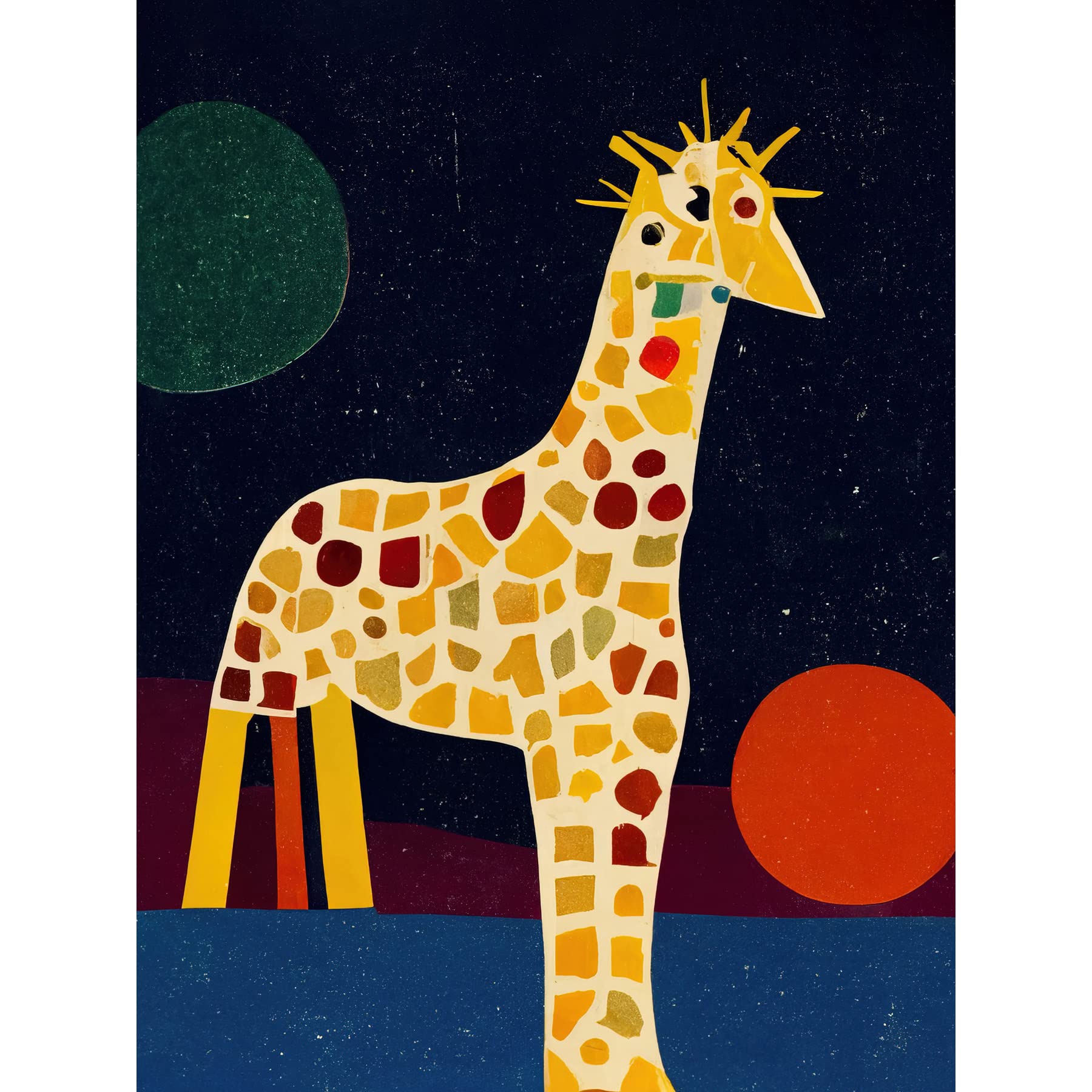 Doppelganger33 LTD Abstract Giraffe Surreal Cubism Large Wall Art Poster Print Thick Paper 18X24 Inch