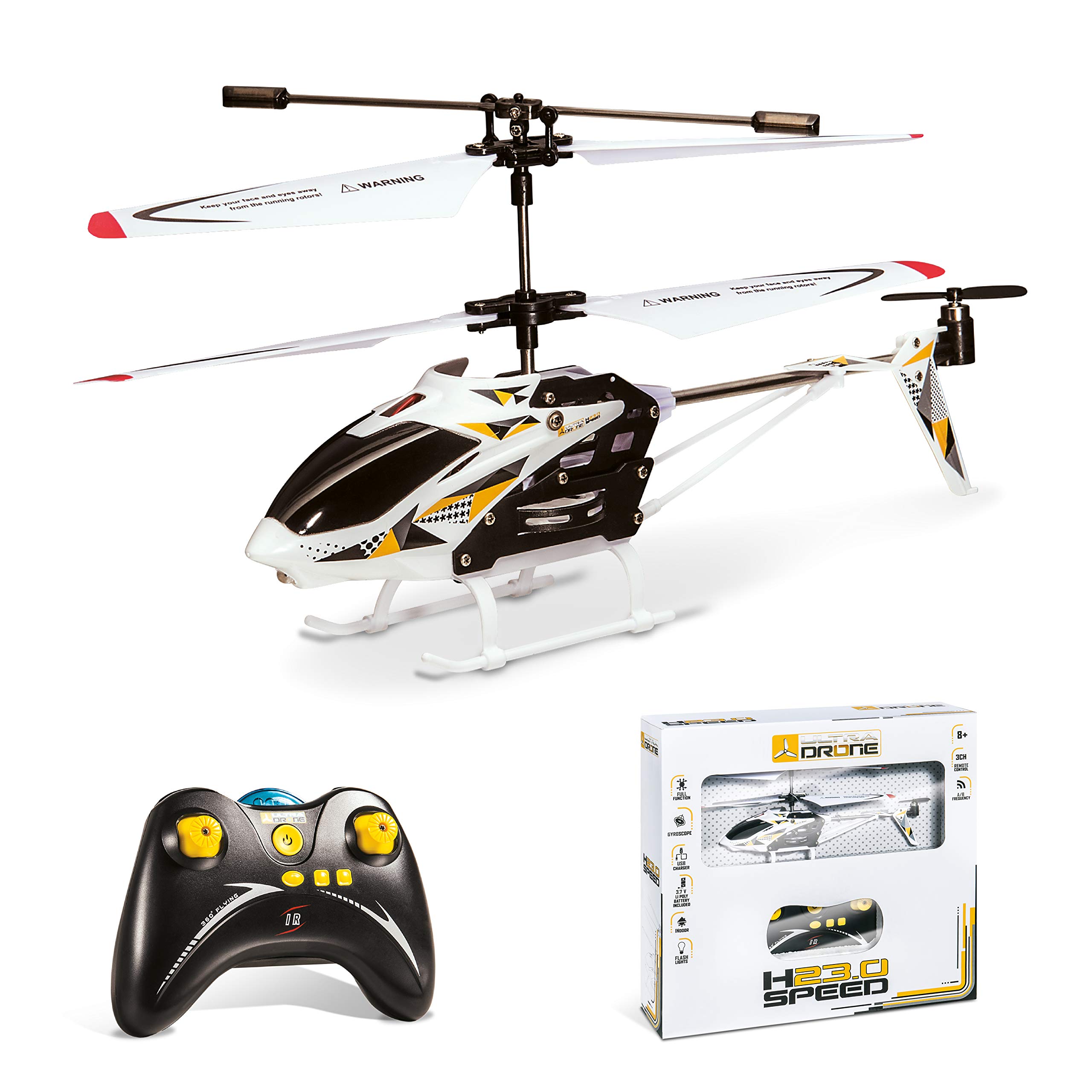 Mondo Motors - Elicottero H23.0 - SPEED Ultradrone Telecomandato a Raggi Infrarossi - Giroscopio Integrato - Alta Stabilità - 3 Canali - Resistente agli Urti - Regalo per Bambini - 63268