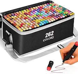 Canetas para Pintar Bobbie Goods, Kit 262 Cores, para Livro de Colorir, Marca Texto - Canetinhas Ponta Dupla, Secagem Rápida, Não Tóxicas - Ideal para Presente Criativo Antiestresse