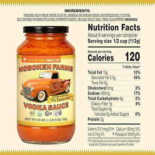 Miniatura 4 de Hoboken Farms Salsa de vodka – Sin azúcar añadido, baja en sodio, sin OMG, sin conservantes, baja en carbohidratos, Keto – Salsa de pasta Better For