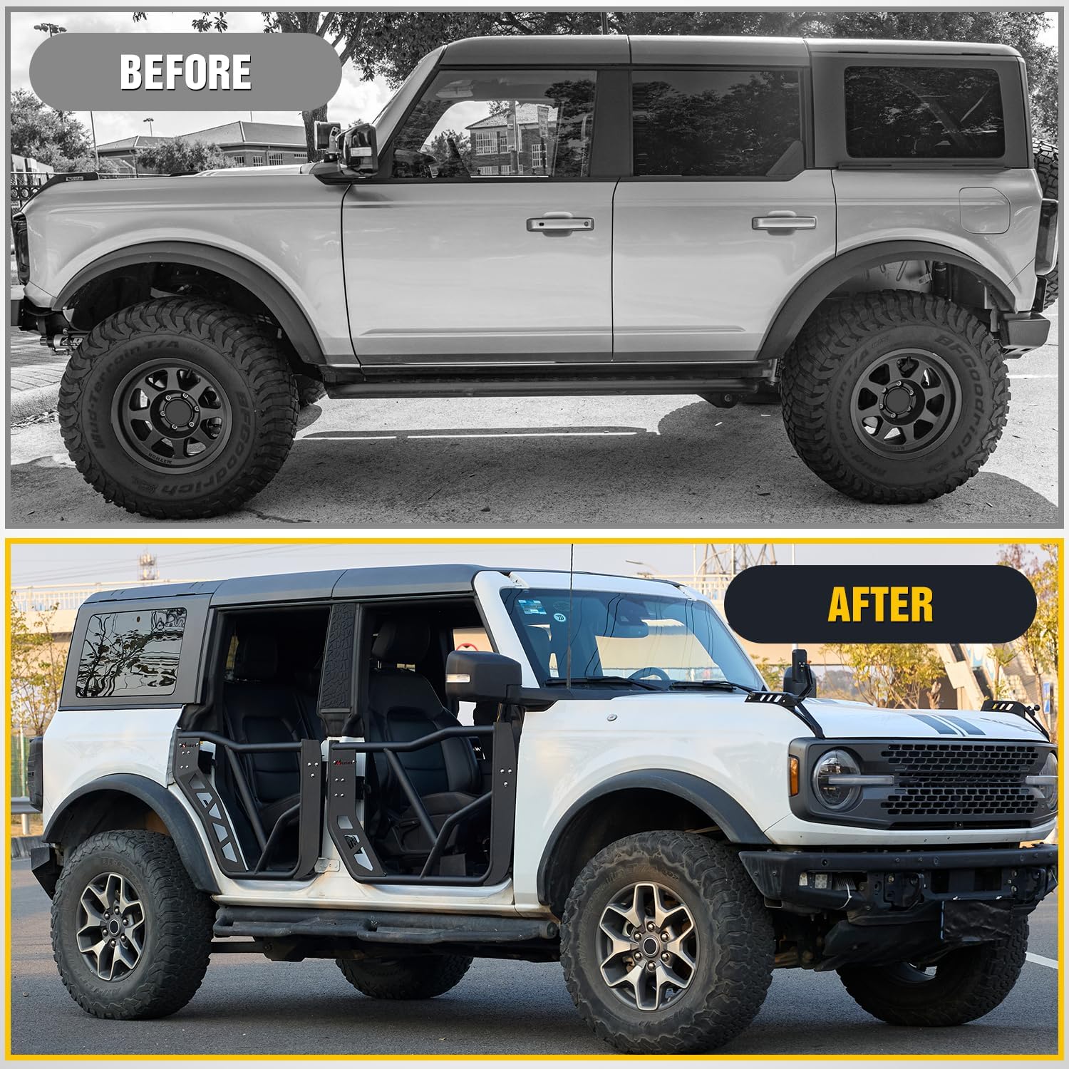 Nilight Tube Doors Compatible with Ford Bronco 4-Door 2021 2022 2023 2024 2025，Off Road Front Rear Tubular Doors 4PCS