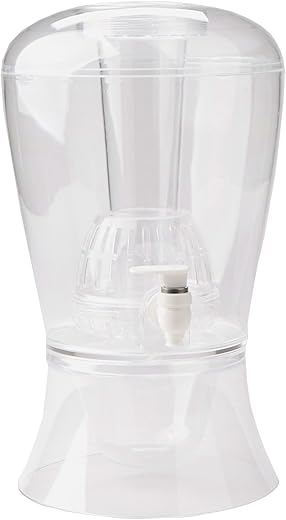 Mind Reader Beverage Dispenser with Fruit Infuser and Ice Cone, Holder with Lids, Clear Acrylic Drinks Display with Spigots, One Size