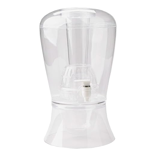 Mind Reader Beverage Dispenser with Fruit Infuser and Ice Cone, Holder with Lids, Clear Acrylic Drinks Display with Spigots, One Size