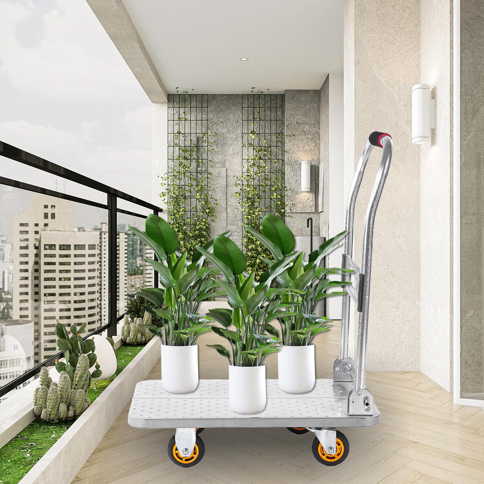 Carrello a Pianale Pieghevole con Ruote Silenziose, Carrello Manuale in Acciaio per Carichi Pesanti, Carrello con Risparmio Spazio, Facile Trasporto Mobili per Casa Garage(Size:60x40cm Max Load 100kg)