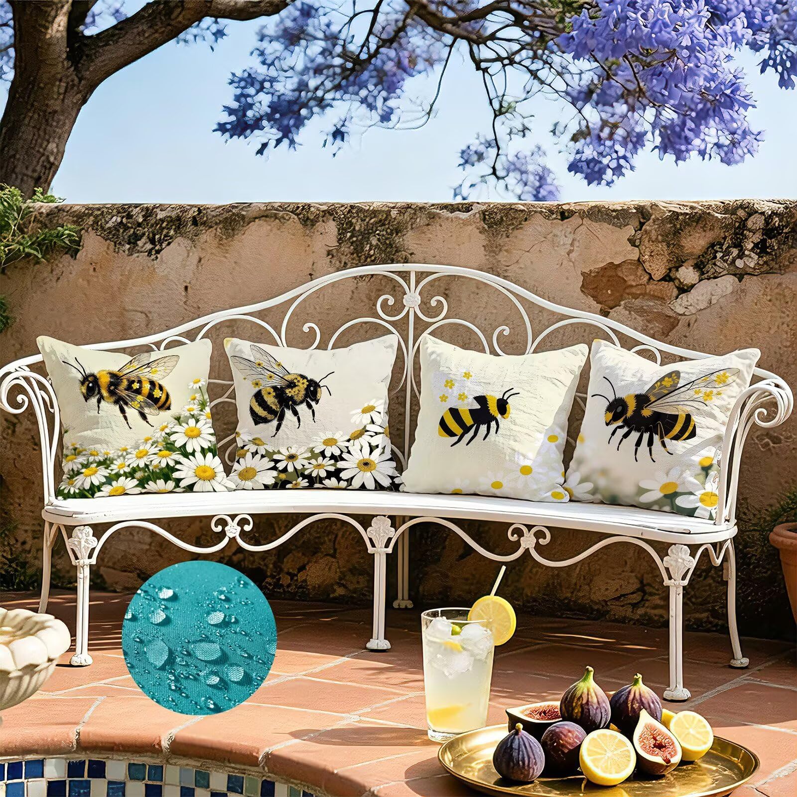 Giallo Federe Cuscini Divano 65x65cm, Cuscini da Esterno Set de 4, Cod-50 | Velour Copricuscini Decorativi Letto Arredo, per Letto, Soggiorno, Giardino, Esterno, Casa Decorazione Set di 4 Animale