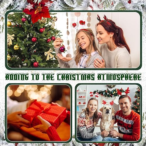 Miniatura 7 de Jexine 24 diademas de Navidad, cuernos de reno, diadema de Papá Noel, adornos para árbol de Navidad, accesorios para la cabeza, accesorios para