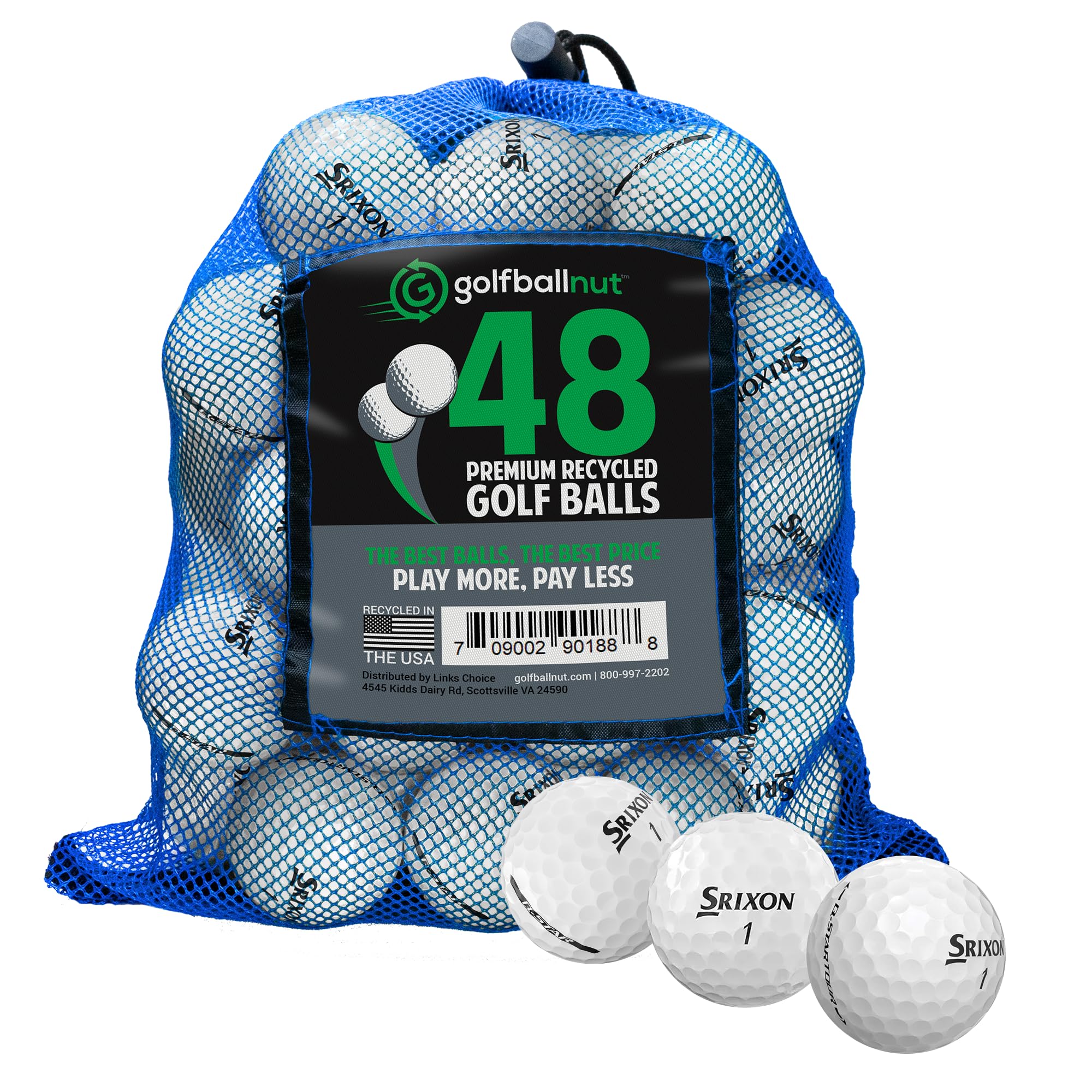 GolfBall Nut Used and Certified Recycled for Srixon Q Star Mix Near Mint 4A Quality White 48 Golf Balls Mesh Bag Included