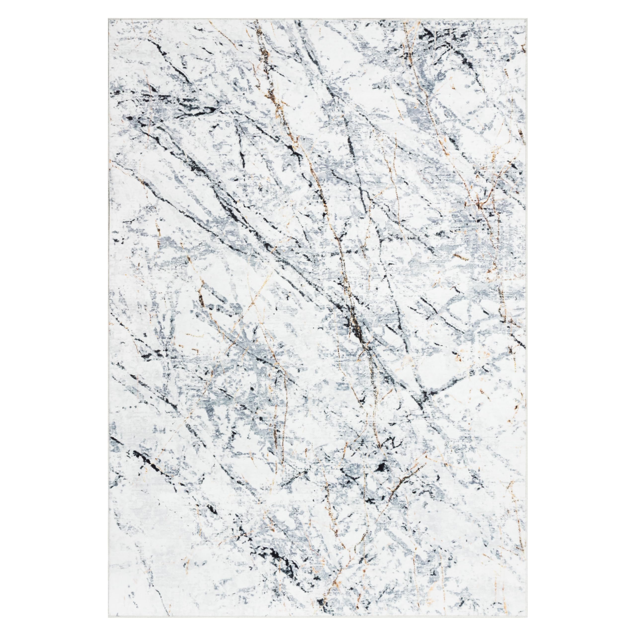 TAPISO Venezia Tappeto Soggiorno Pelo Corto Stampato Facile da Pulire Grigio Nero Effetto Marmo Moderno Antiscivolo - Tappeto per Camera da Letto Sala da Pranzo Corridoio Oeko-Tex 140 x 200 cm