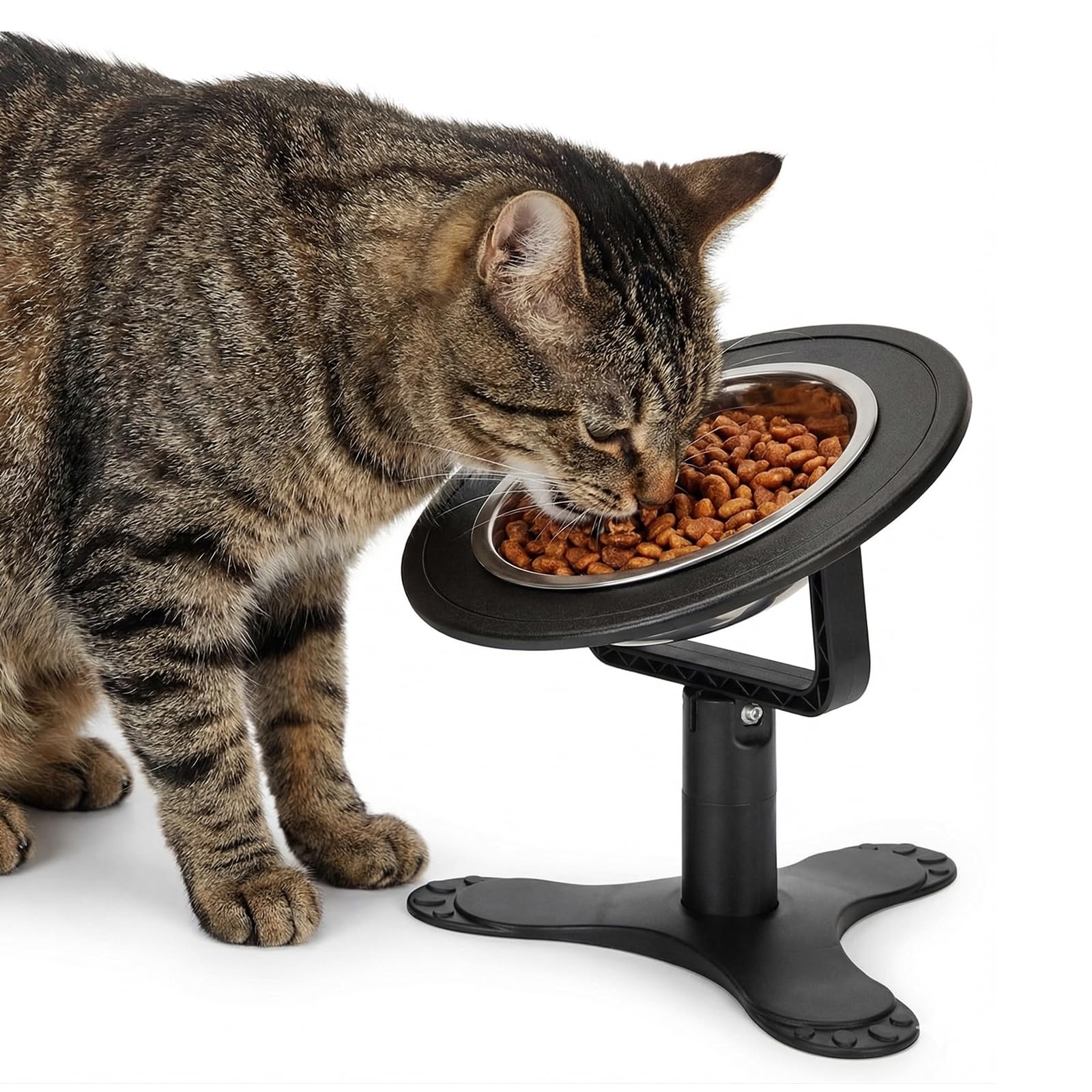 Support Gamelle Chat SuréLevée, 20.5*19.5*5cm Animaux de Compagnie Réglable Surélevé Bol Chat, Support Gamelle Chien Surelevee, Gamelles Surélevées de 3 Hauteurs Ajustables pour Chaton Petits Chiens