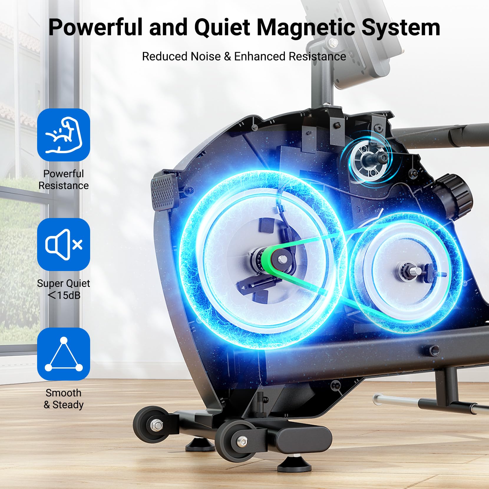 Dripex Maquina de Remo para Casa Silenciosa, Maquina Remo Magnética con 16 Niveles de Resistencia, Pantalla LCD con App Bluetooth, Estructura Estable, Capacidad de hasta 160 kg