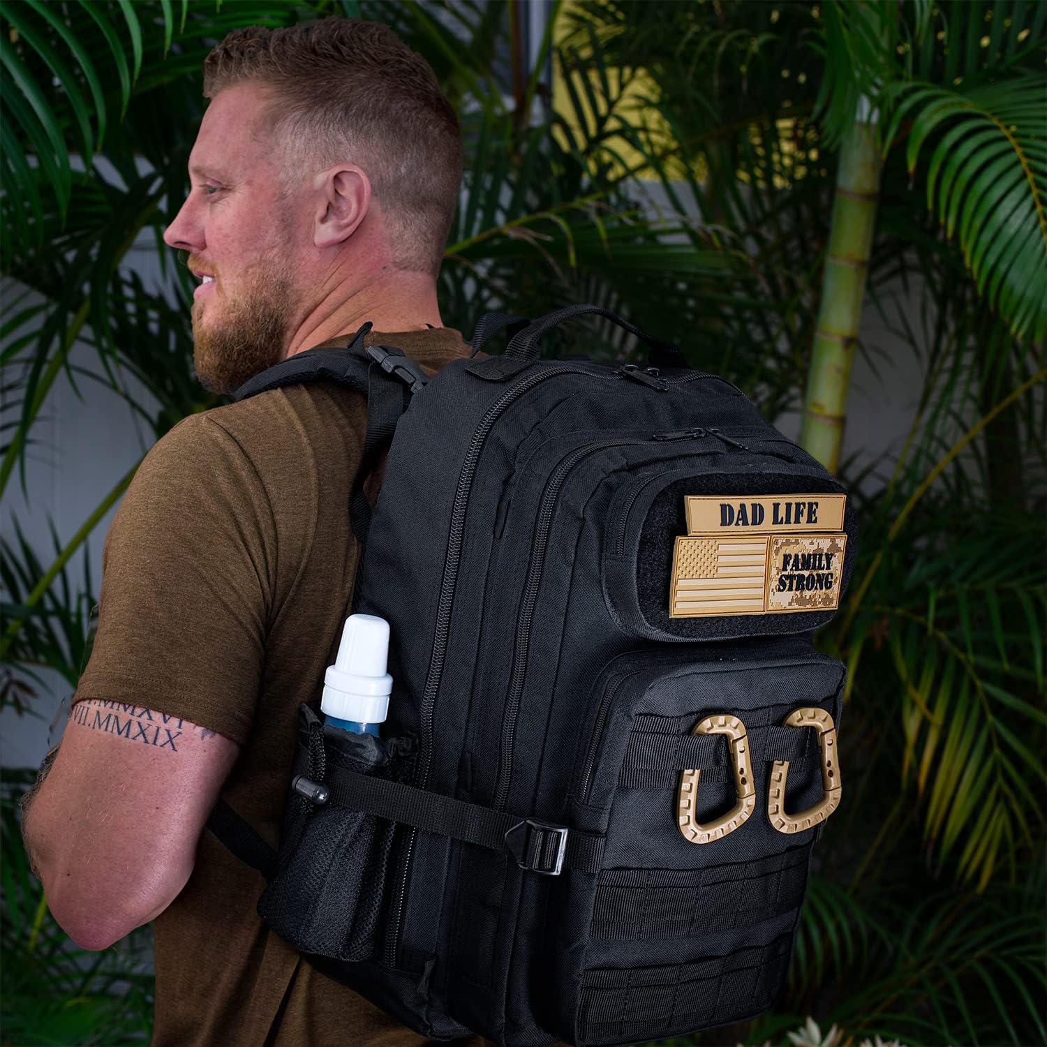 ActiveDoodie Dad Diaper Bag for Men with Camo Changing Pad, Desert USA Dad Life Patches, Diaper Bag for Dad