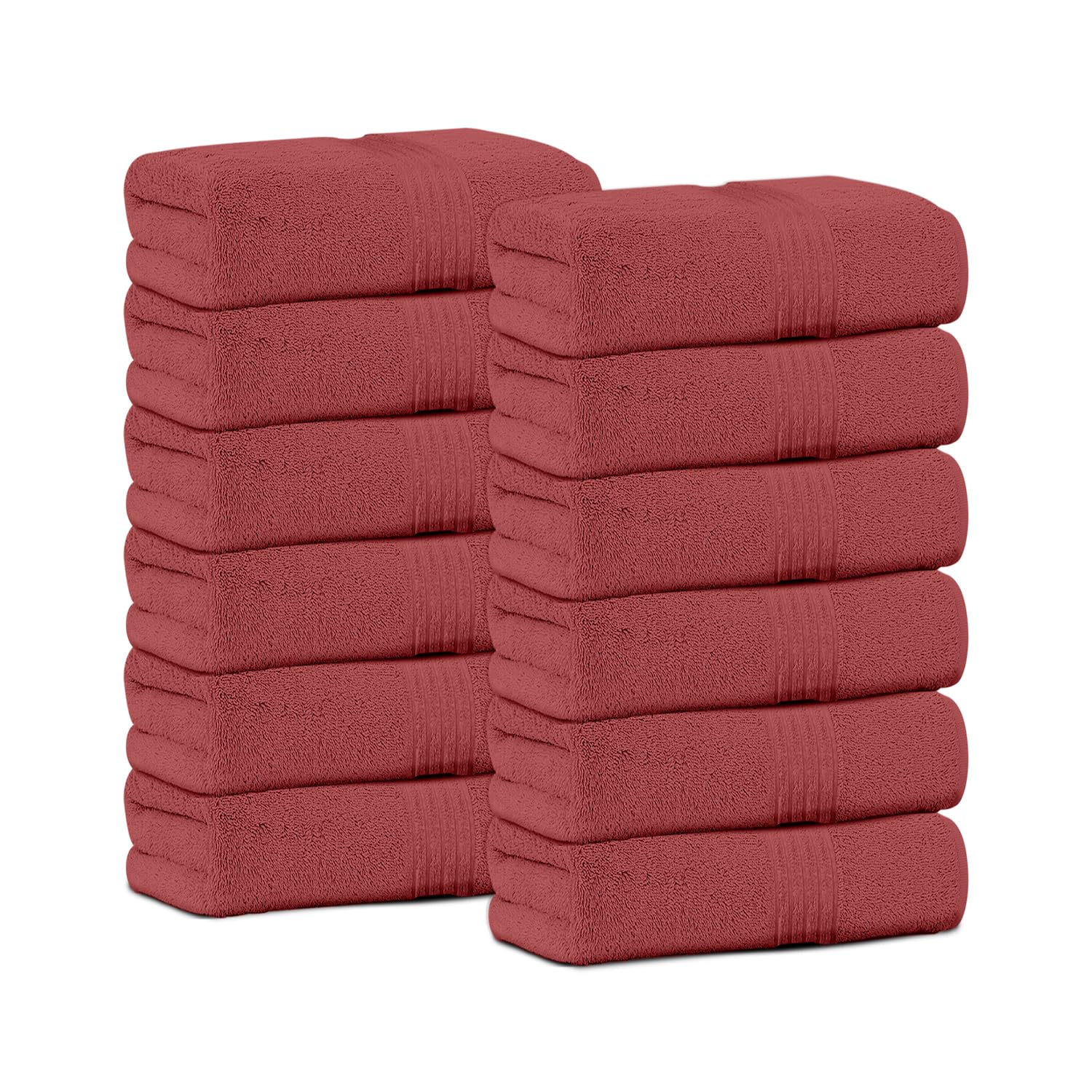 Gc Gaveno Cavailia Red 12 Pack Flannel Face Cloth Face Towels 30 X 30 Cm | Egyptian Cotton 450 Gsm Towels Set Fingertip Highly Absorbent Washcloths For Bathroom, Spa & Gym,