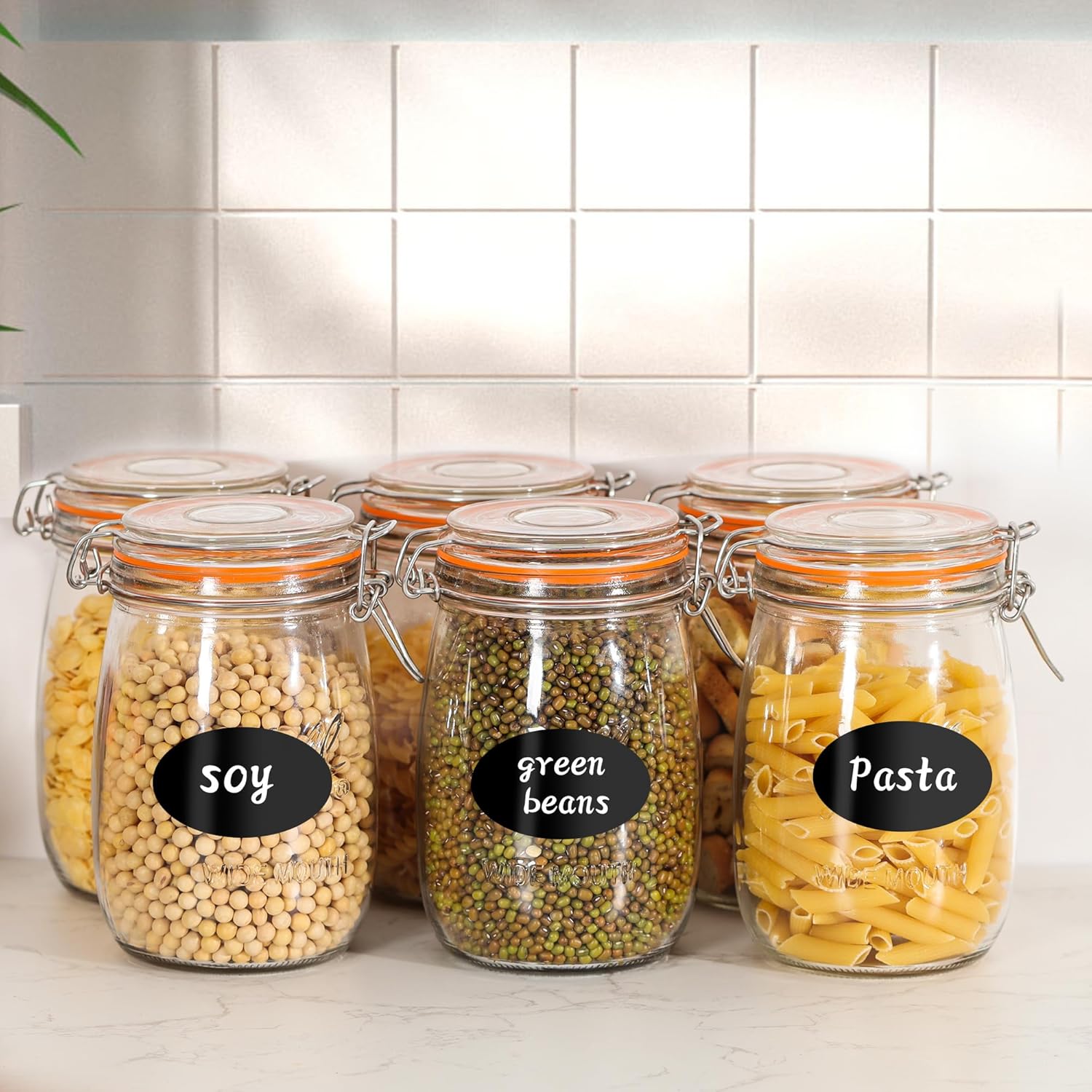 32oz Wide Mouth Mason Jars (6 Pack) – Reusable Airtight Glass Storage Jars with Hinged Lids, BPA-Free, Dishwasher Safe, Perfect for Canning, Pickling, Coffee & Fermenting - Image 5