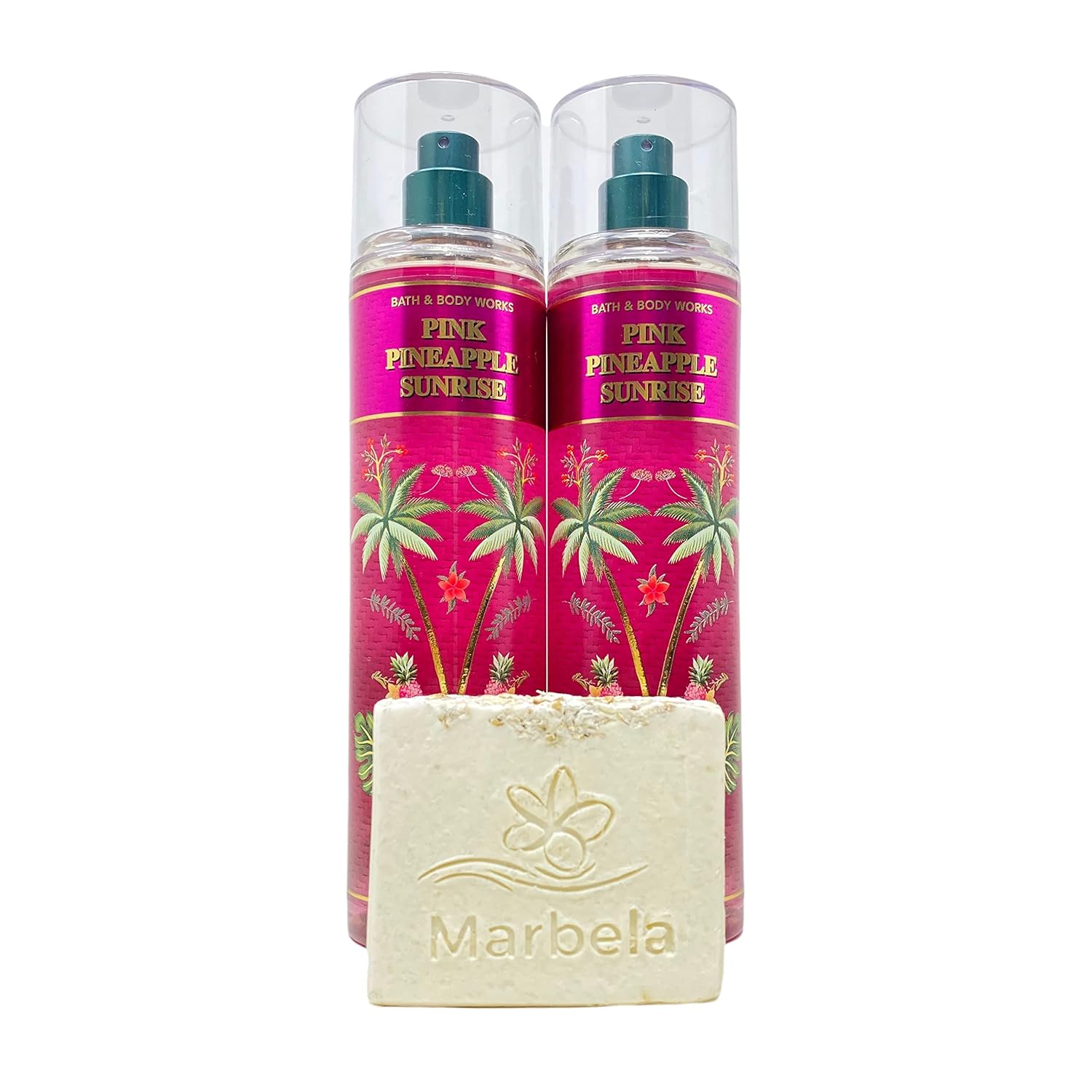 Bath & Body Works Pink Pineapple Sunrise 2 Fragrance Mist with Natural Oats Bar Soap - Full Size