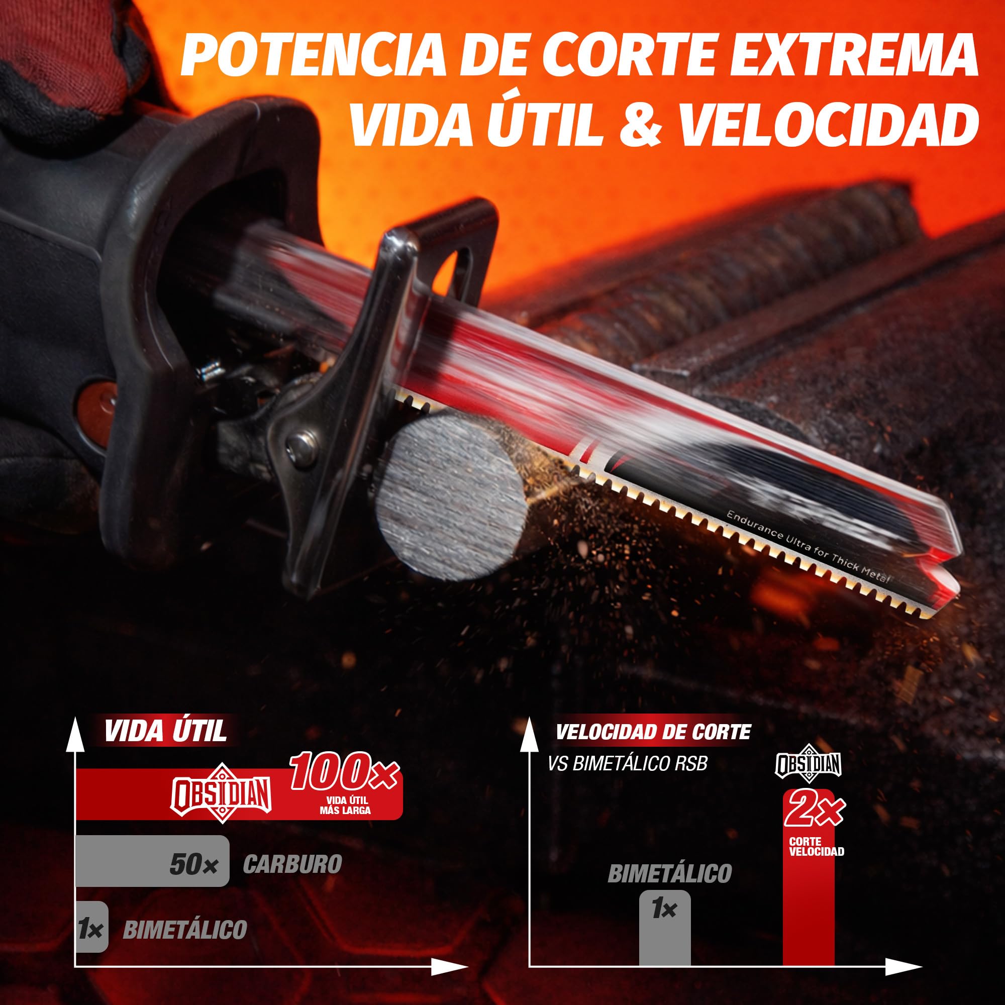 Hoja de sierra recíproca EZARC Obsidian Carbide (Pro) R678HMK 8TPI Endurance Ultra para metal grueso, hierro fundido, acero aleado 150 mm, paquete de 3