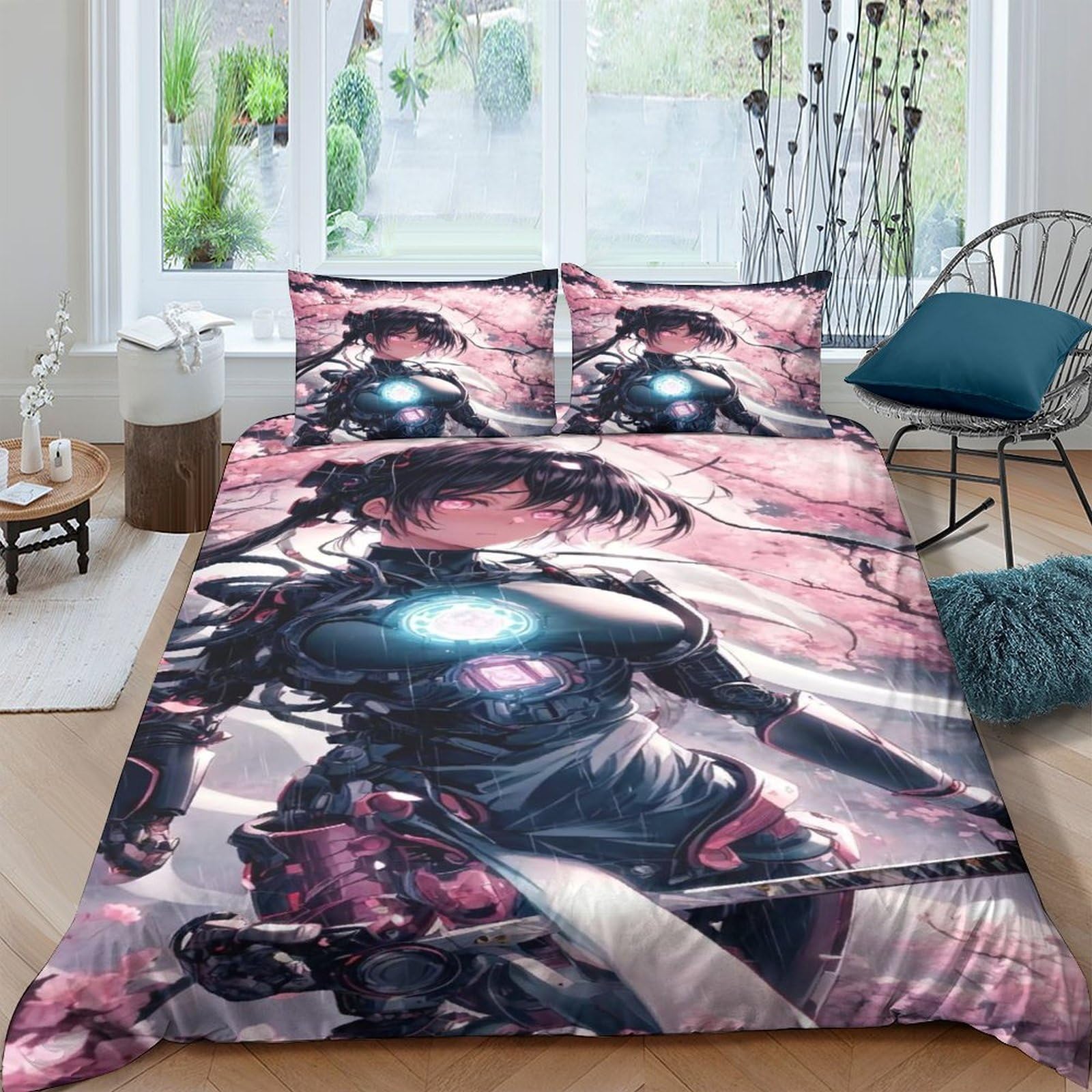 Housse de couette microfibre avec zip parure lit anime 200x200
