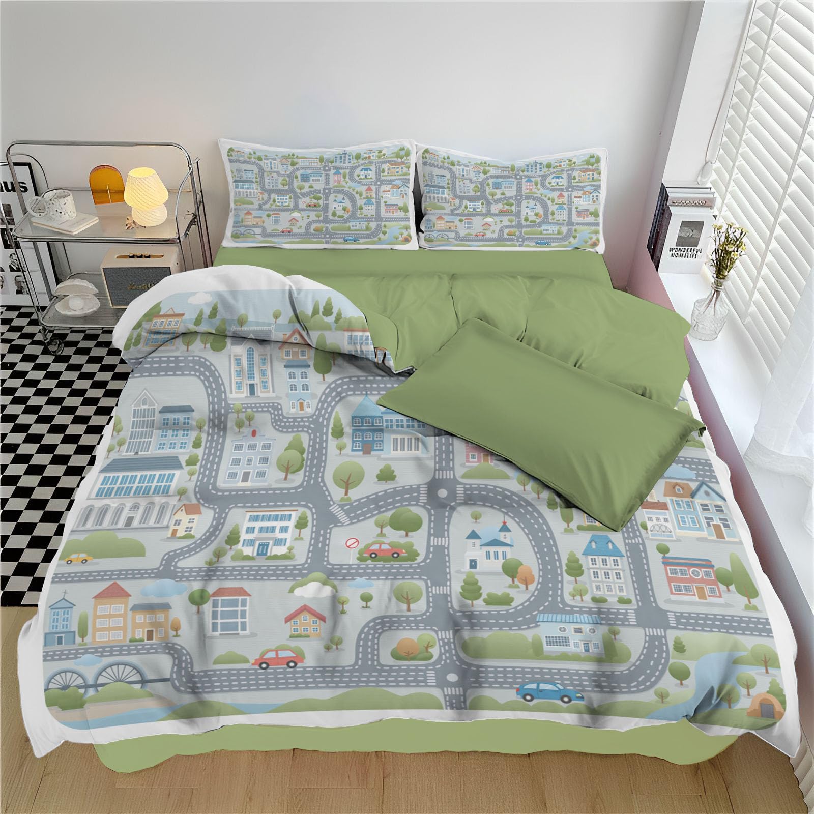 Housse de couette 200x200cm infroissable en microfibre douce motif animé
