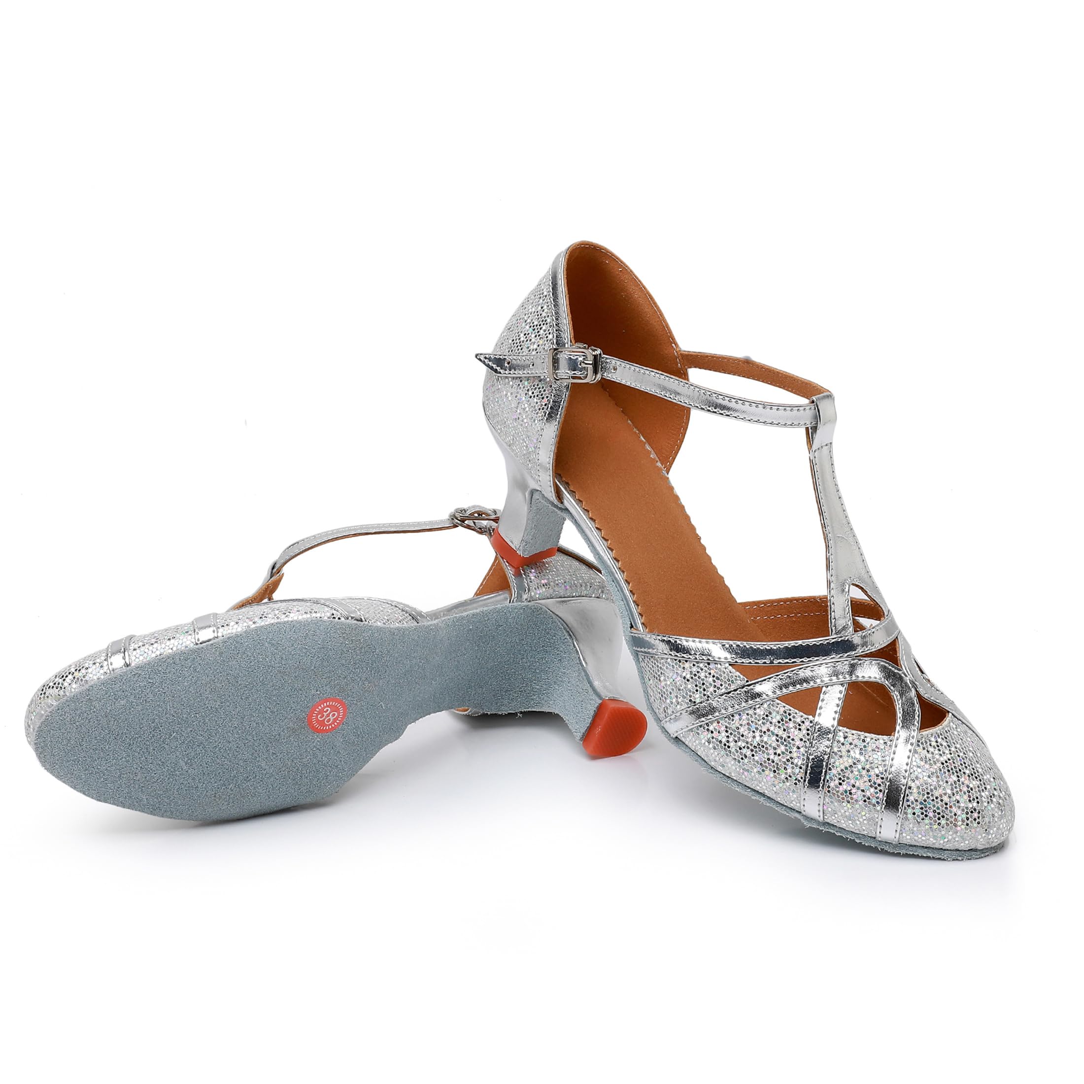 Rosefinch Zapatos de Baile Latino de Salsa para Mujer, Puntera Cerrada, Tango cha-cha, Zapatos de Baile de salón de Baile,Tacón 5/7cm, 34-41 EU
