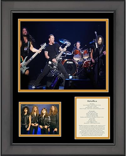HOFSM.COM Hall of Fame Sports Memorabilia Miembros de la banda Metallica enmarcada y DiscografĂa Collage de fotos musicales de 12 x 15 pulgadas HOFSM.COM Hall of Fame Sports Memorabilia Miembros de la banda Metallica enmarcada y DiscografĂa Collage de fotos musicales de 12 x 15 pulgadas