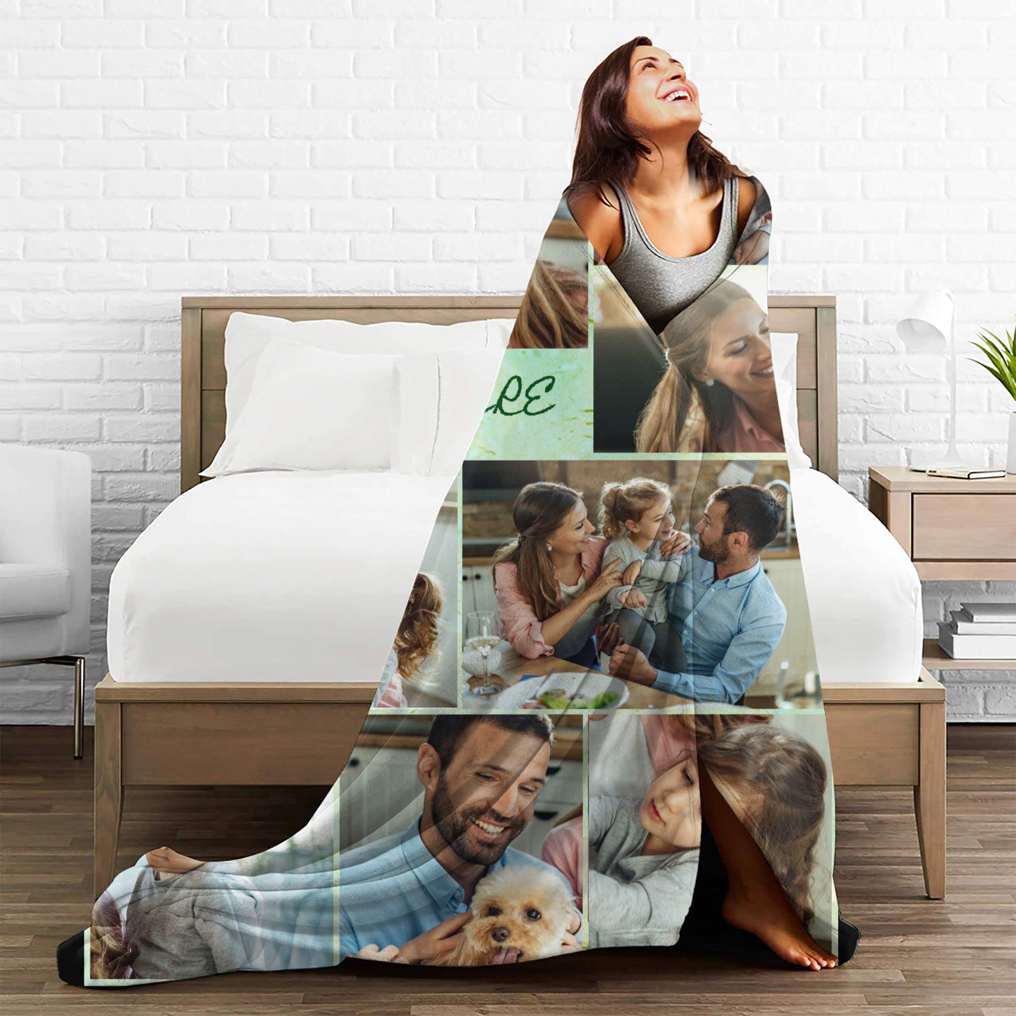 Abybela Custom Blankets with Photos Personalized Blanket with Picture Upload Custom Blanket Gifts for Wife Husband Couples Gift Ideas