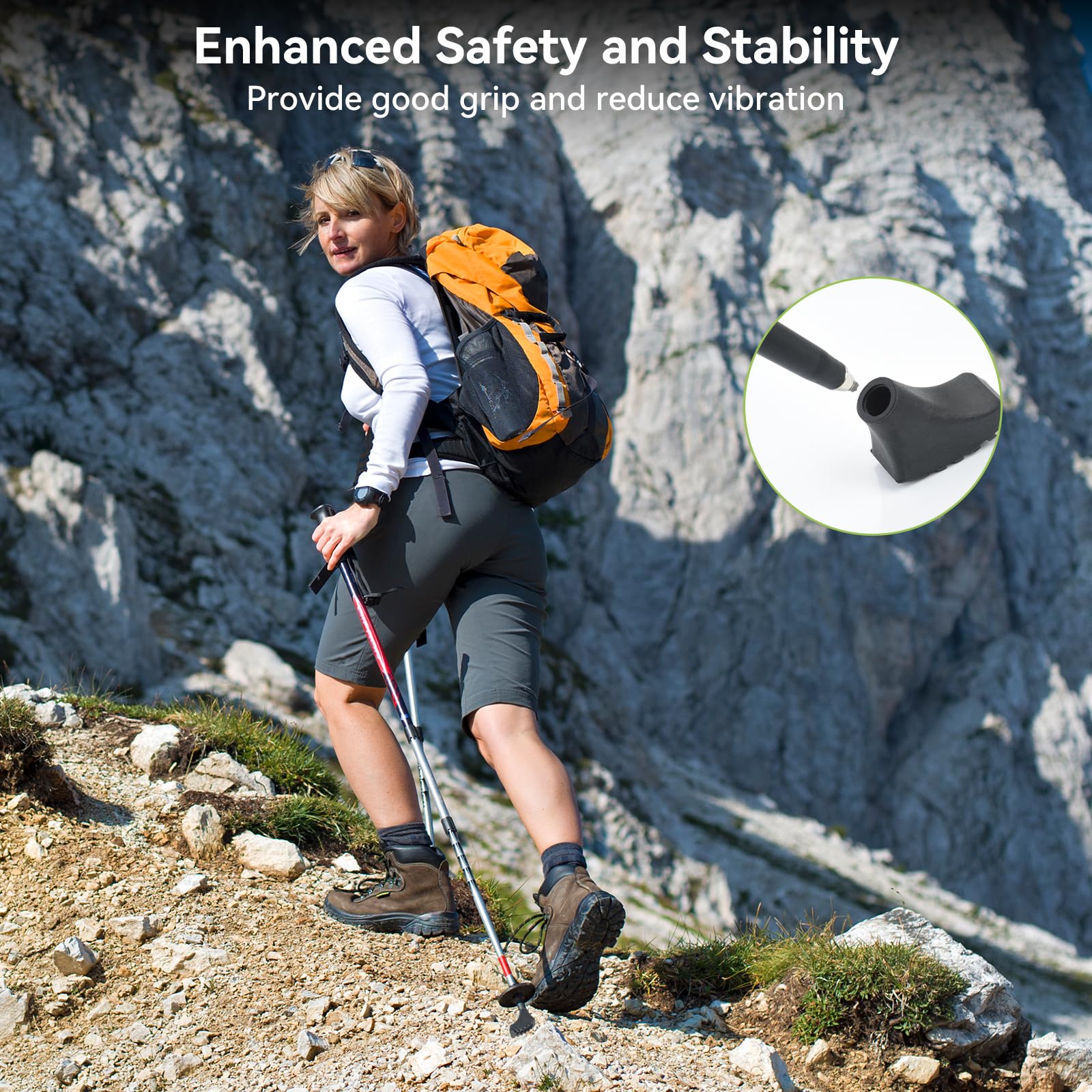 OTraki Bastoncini da Trekking in Gomma, 8 Pezzi Gommini per Bastoncini Nordic Walking Universale,Tappi Bastoncini Trekking,Gommini Bastoncini Trekking per Passeggio Escursioni