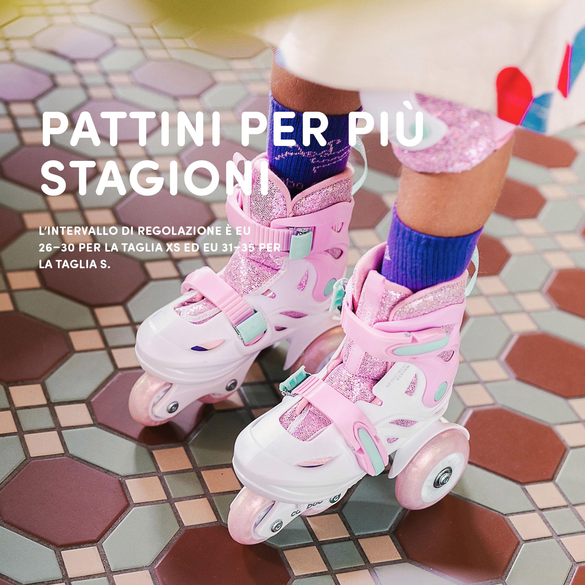 Cariboo Pattini per Bambini Regolabili Set Protezioni Ginocchia Gomiti Polsi Ballerina