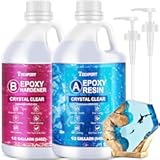 Teexpert Crystal Clear Epoxy Resin Kit 1 Gallon Self-Leveling Coating and Casting Resin&comma; High-Gloss & Bubbles Free Resin and Hardener Kit for DIY Art&comma; Jewelry&comma; Table Top&comma; Molds&comma; Wood 1&colon;1 Ratio