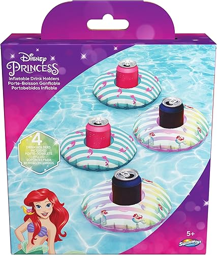 Miniatura 5 de Swimways Disney Princess - Porta bebidas flotantes, portavasos inflables para piscina y suministros para fiestas en la piscina, juguetes de sirenita