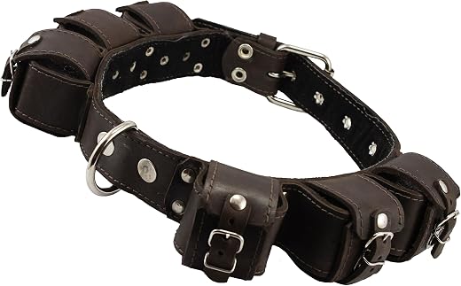 6lbs Genuine Leather Weighted Dog Collar for Exercise and Training. Fits 19-24 Neck size