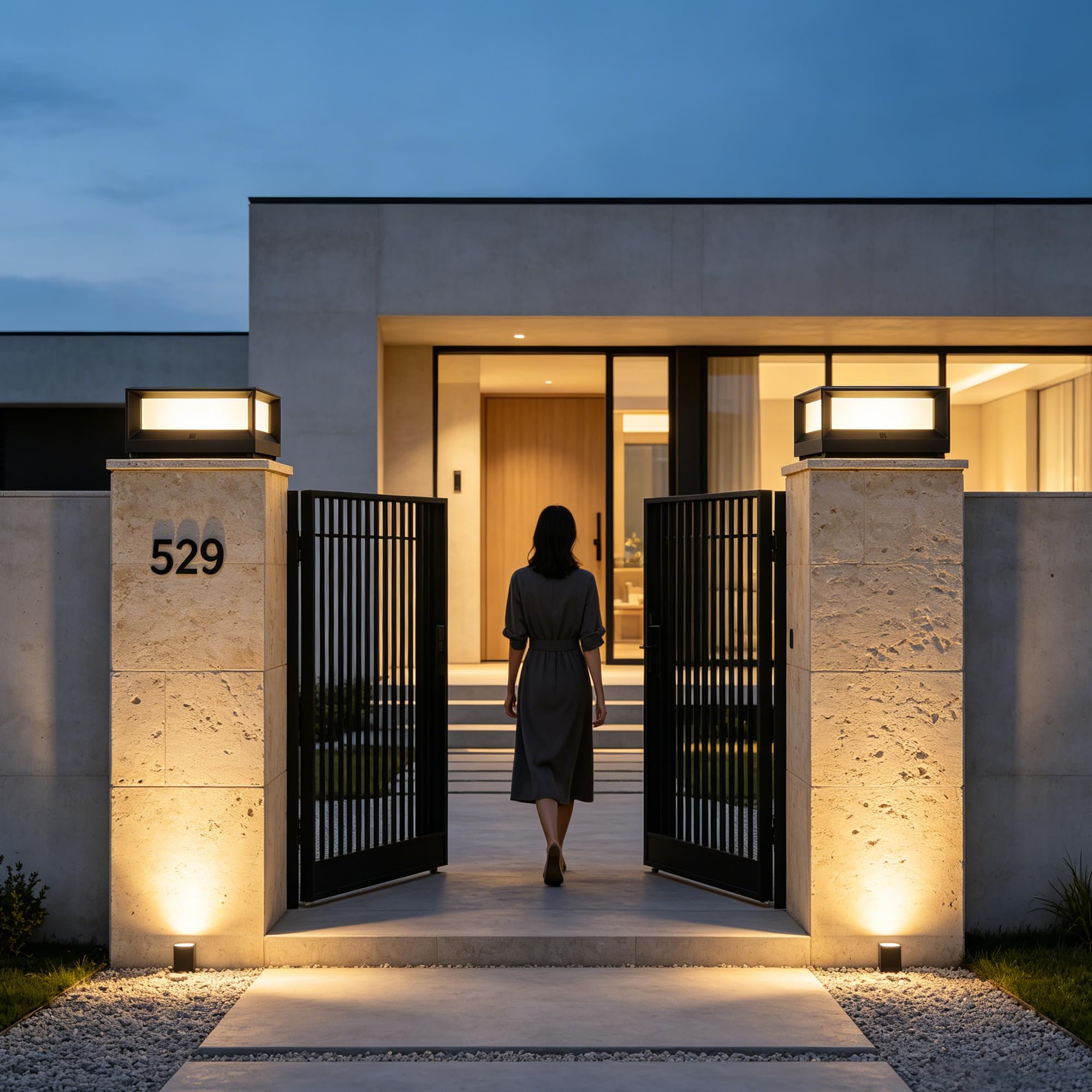 Lampioni da Giardino Esterno LED 15W Lampada da Pilastro Giardino Antracite Paletto Luce da Giardino Esterno Colonna IP65, Bianco Caldo Lampione da Sentieri Palo per Lanterna Villa