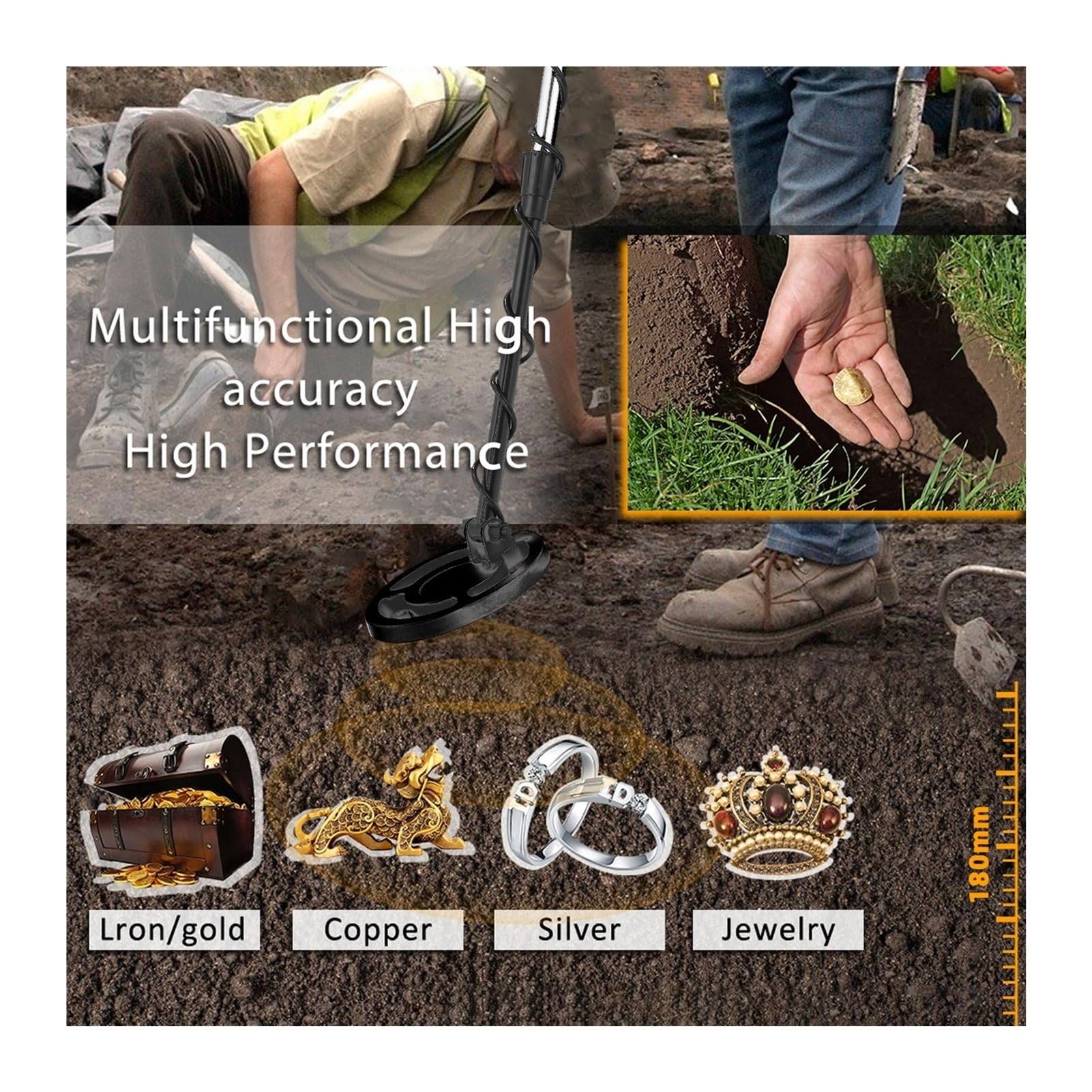 Wykrywacz metalu, Podziemny wykrywacz metali GTX4030 Ręczny Pinpointer Odłączany Łatwy w instalacji lokalizator ze słuchawkami